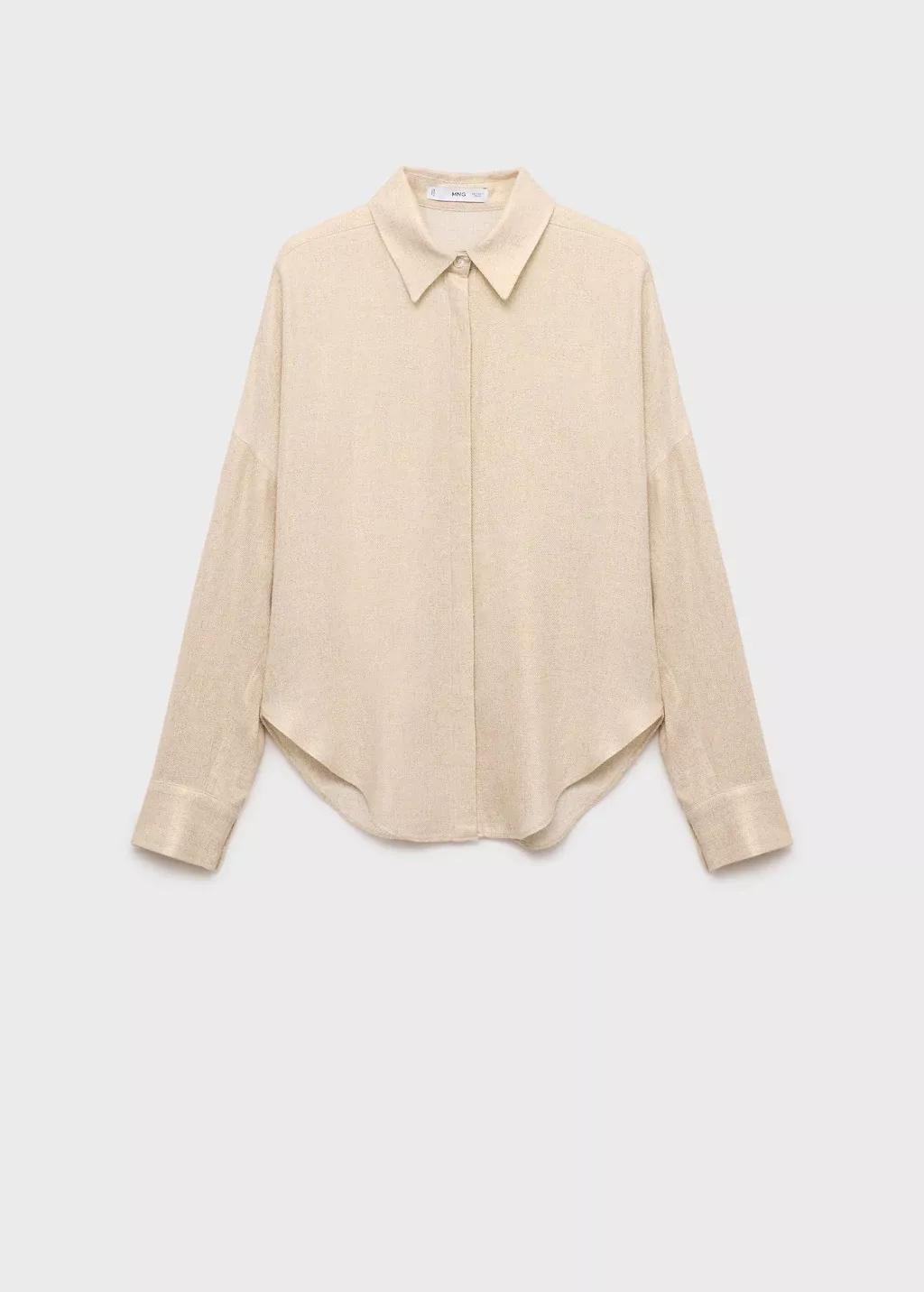 Gold Regular Linen Blend Shirt, , large image number 4