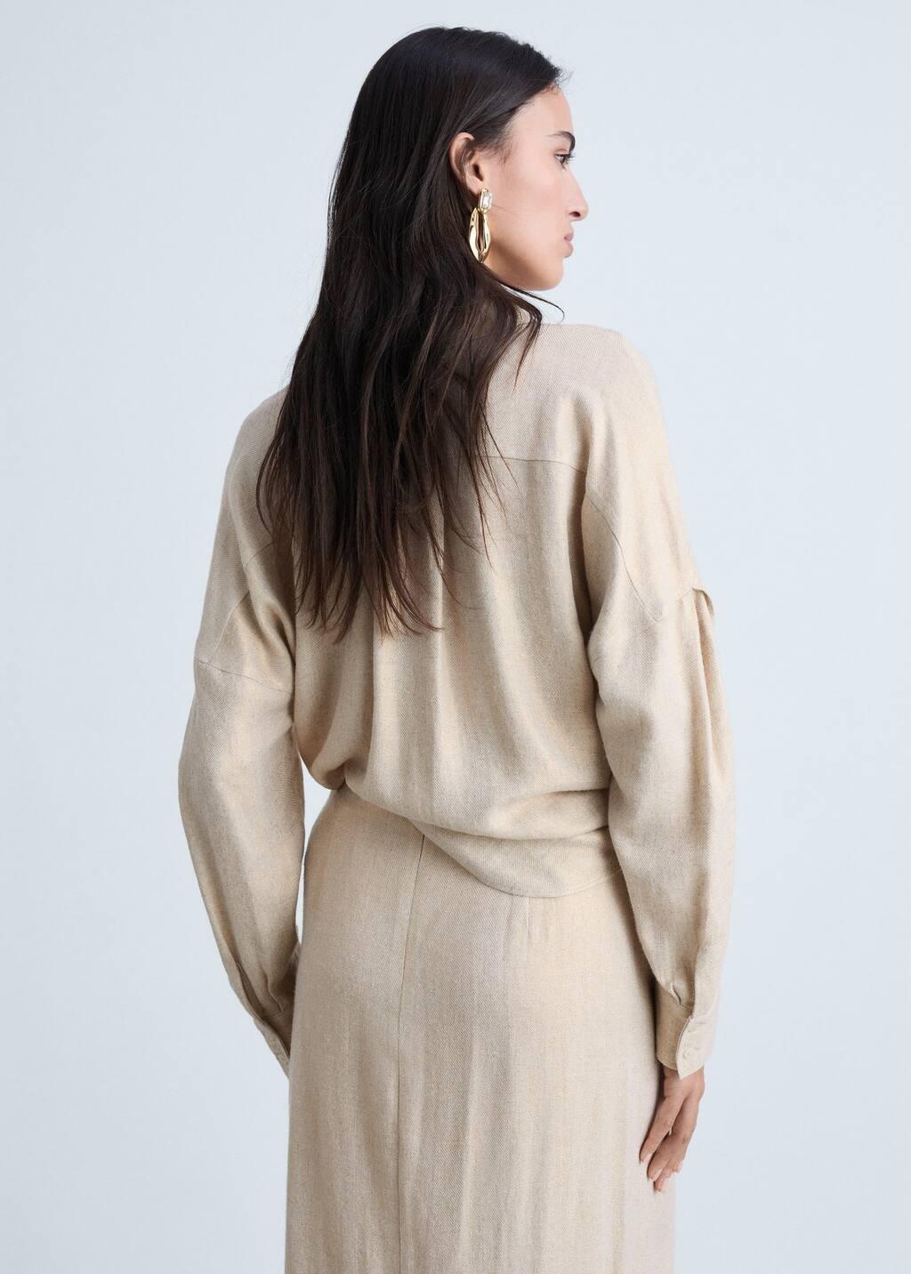 Gold Regular Linen Blend Shirt, , large image number 6