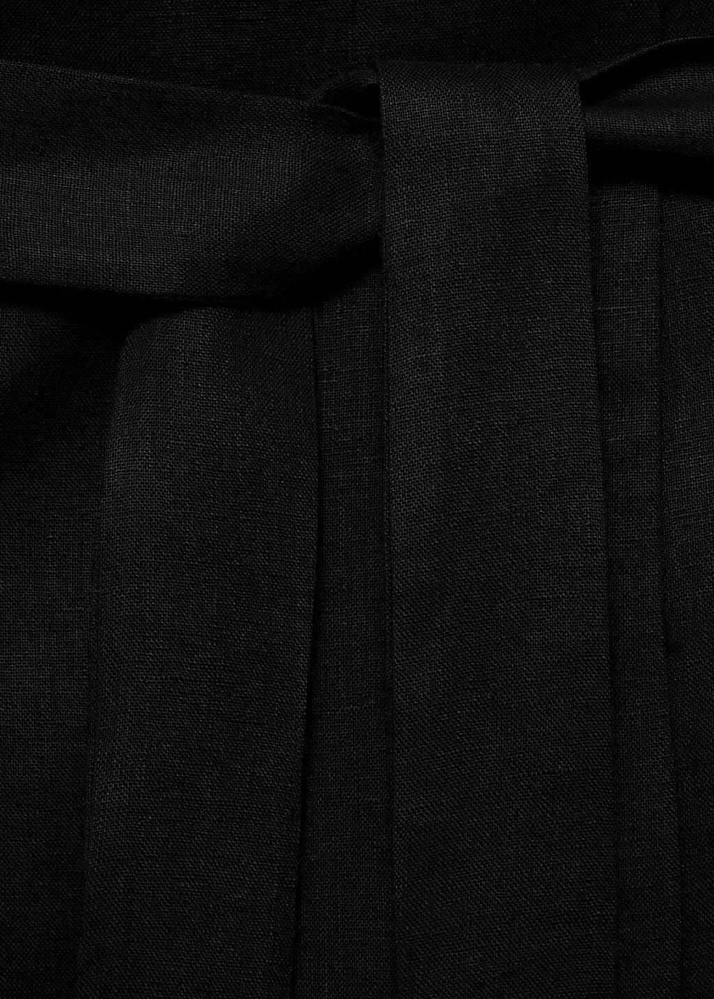 Black Linen Vest With Belt, , large image number 5