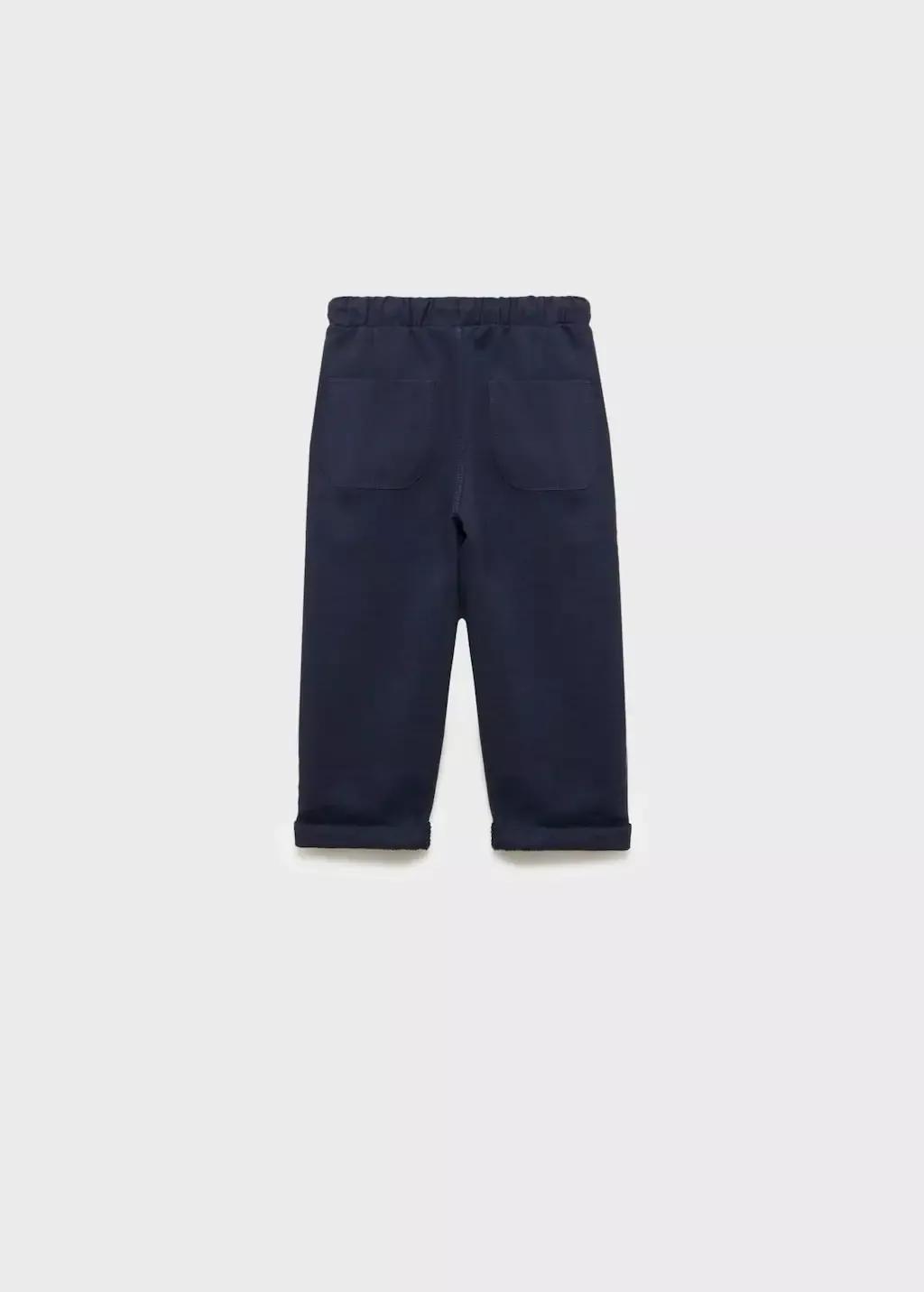 Navy Knit Jogger-Style Trousers, Baby Boy, , large image number 1