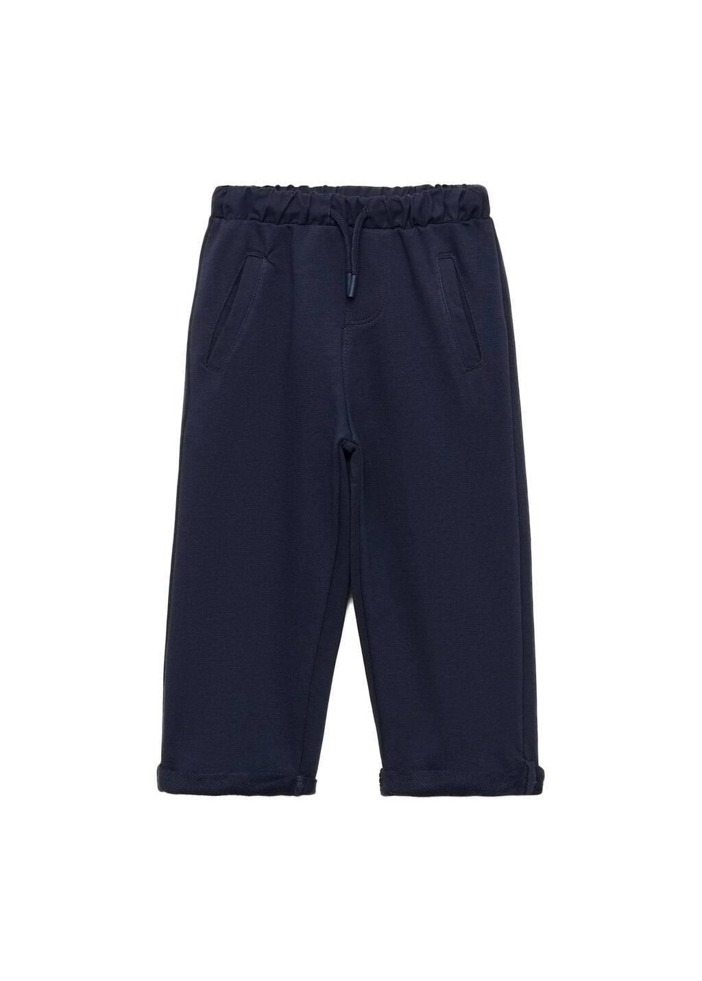 Navy Knit Jogger-Style Trousers, Baby Boy, , large image number 3
