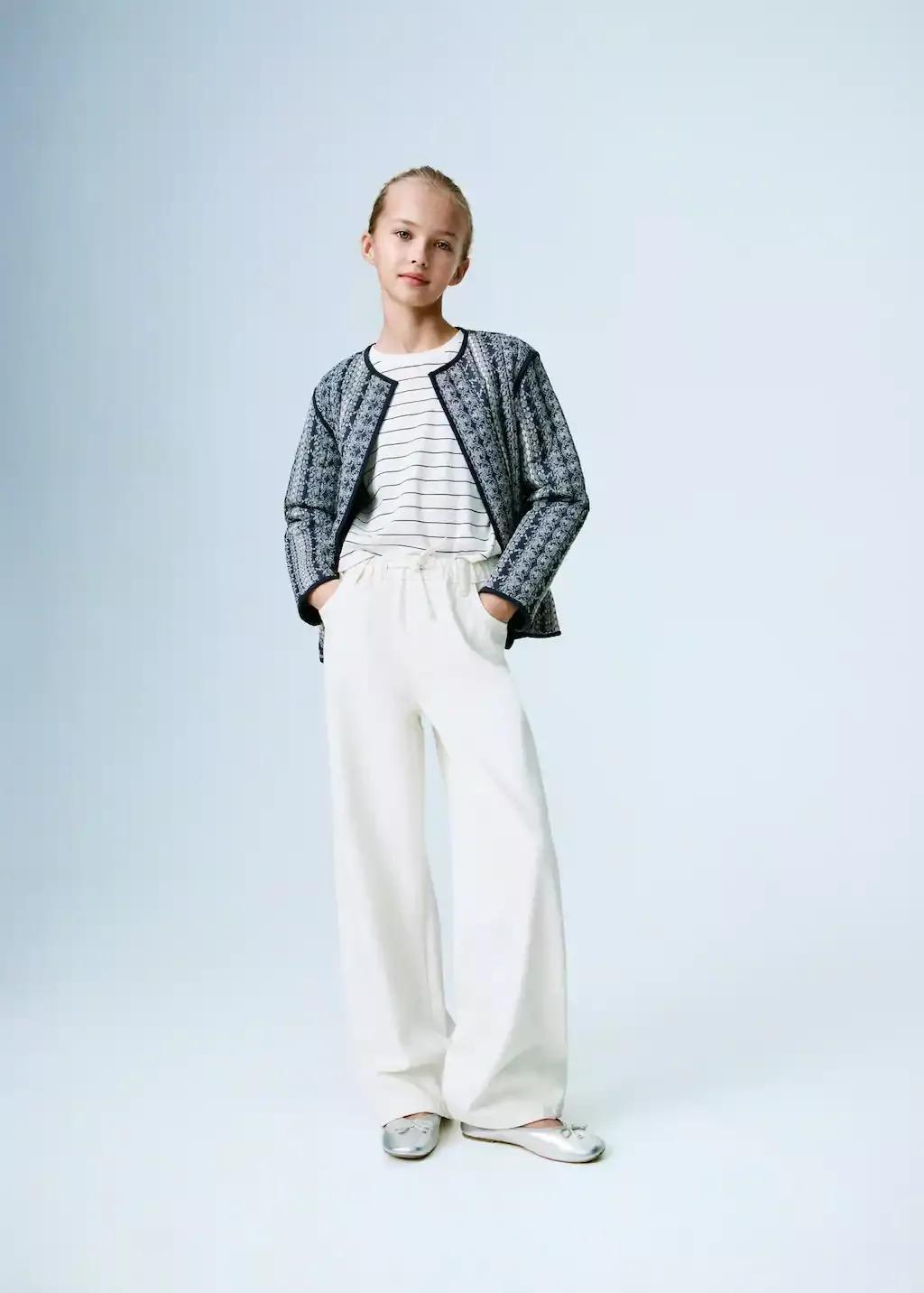 Navy Printed Quilted Jacket, Kids Girl, , large image number 3