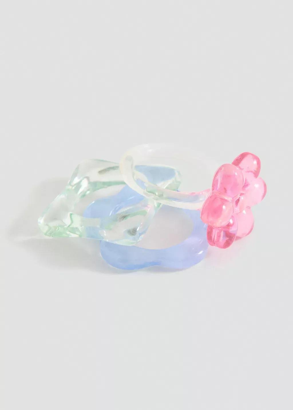 Green Pack Of 3 Combined Rings, Turquoise - Aqua, large image number 0