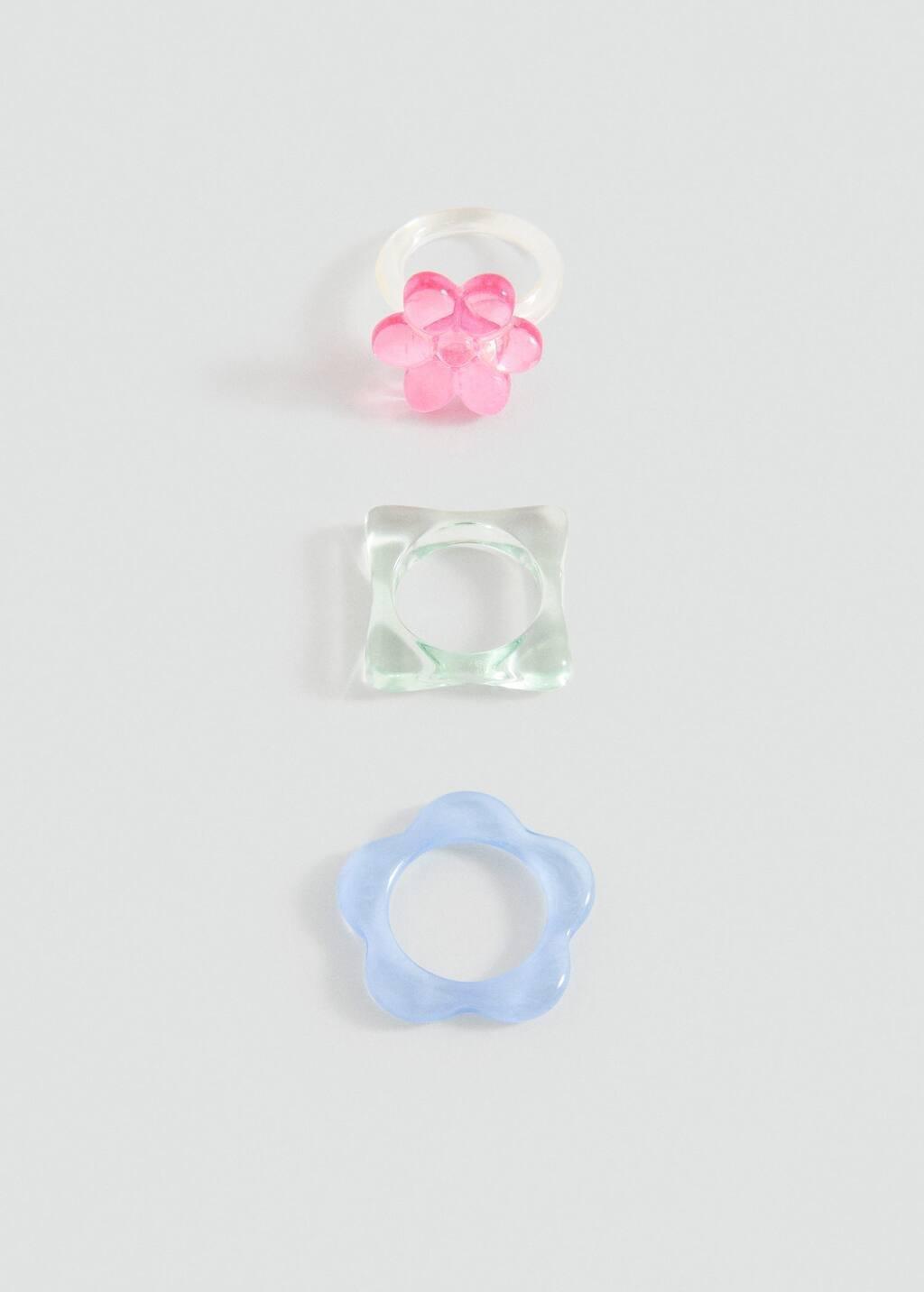 Green Pack Of 3 Combined Rings, Turquoise - Aqua, large image number 2