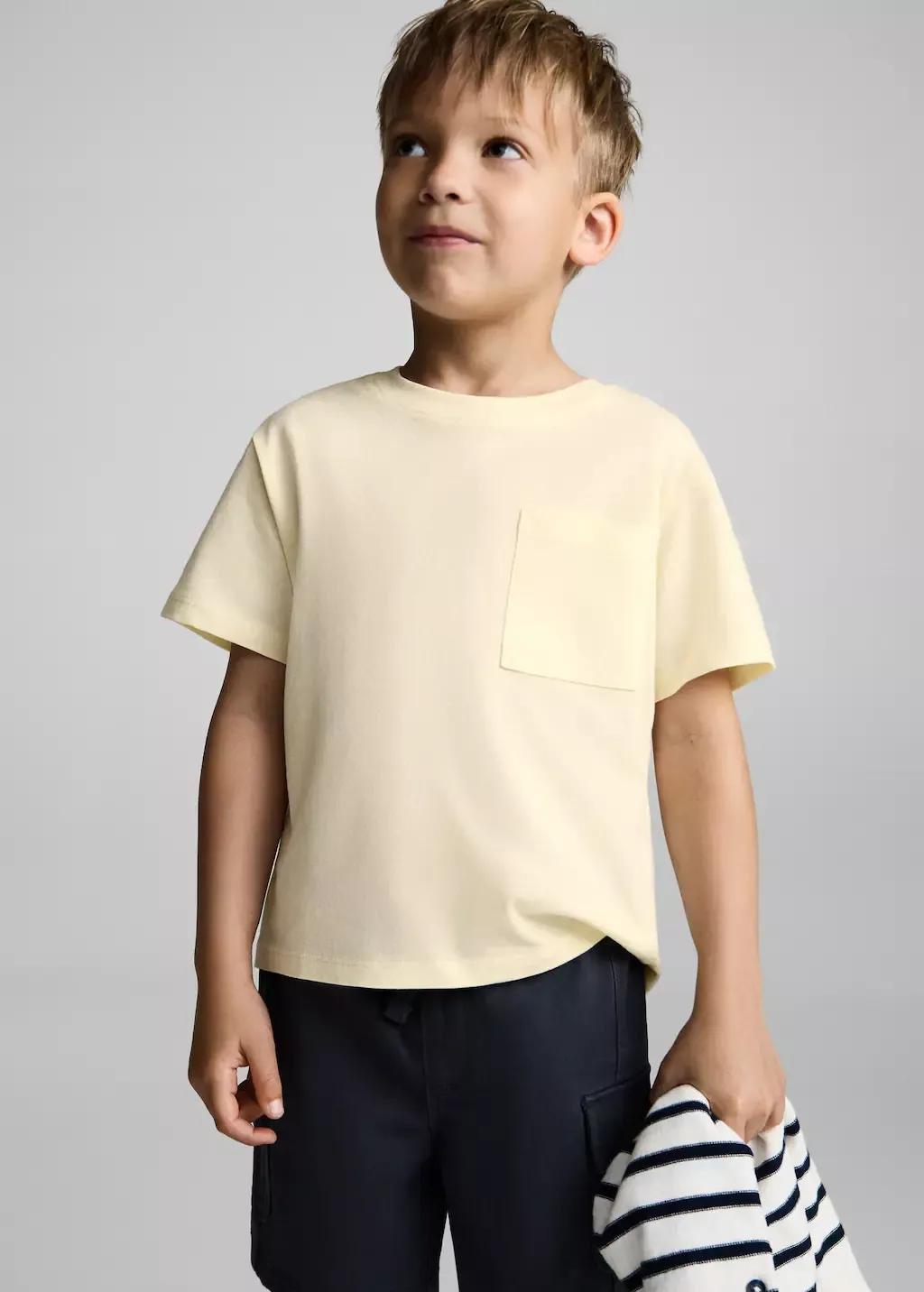 Yellow Pocket Cotton T-Shirt, Baby Boy, , large image number 1