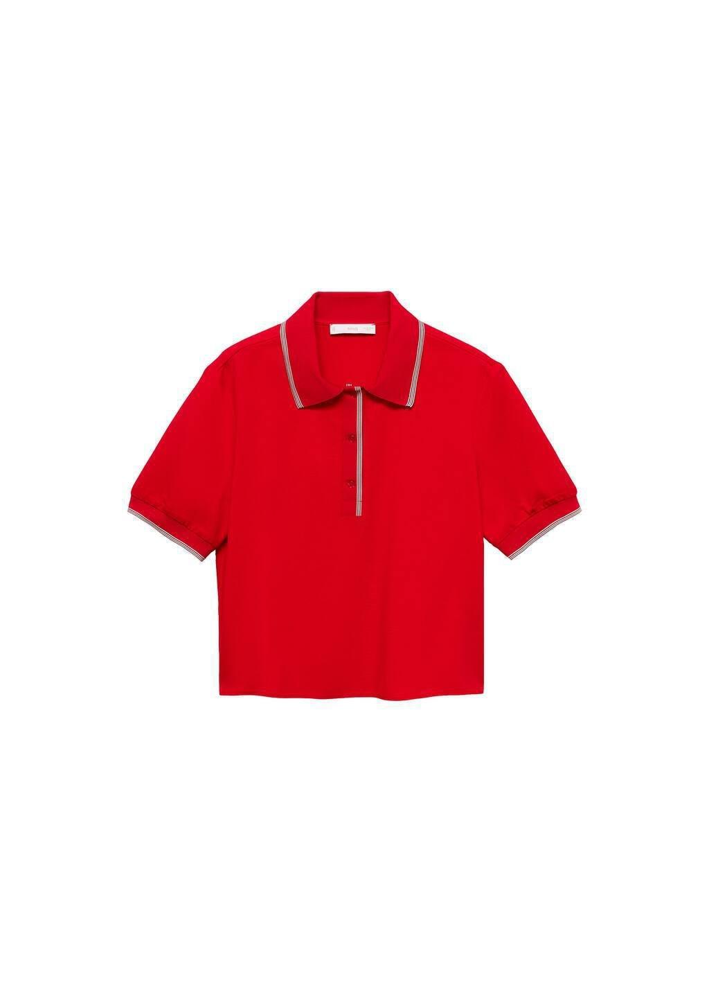 Red Cropped Polo Shirt With Contrasting Trim, , large image number 2