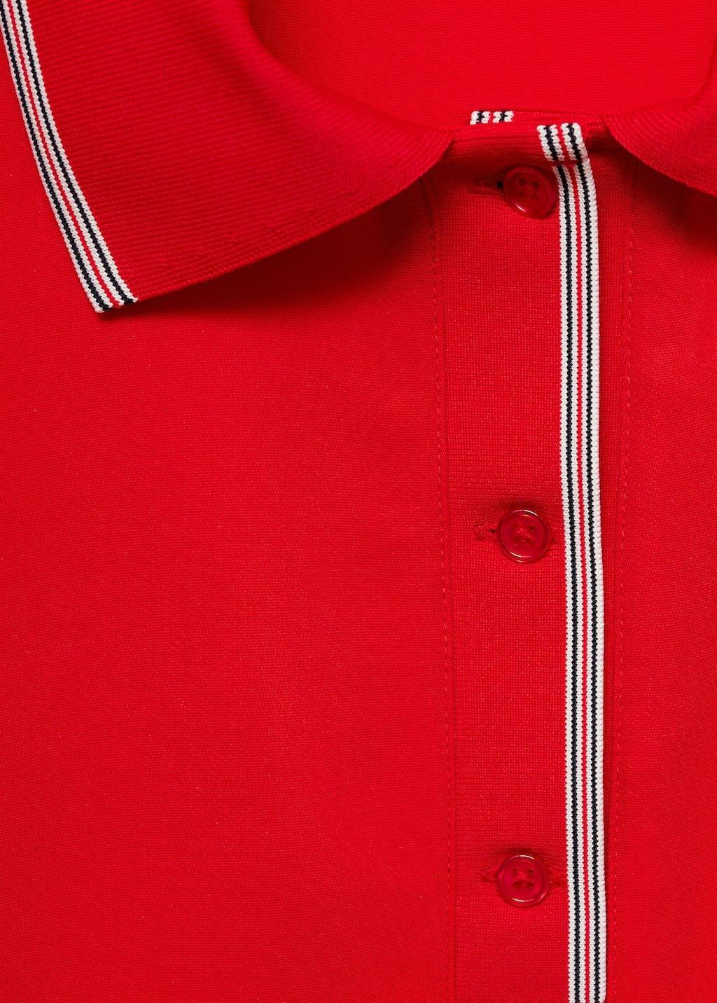 Red Cropped Polo Shirt With Contrasting Trim, , large image number 3