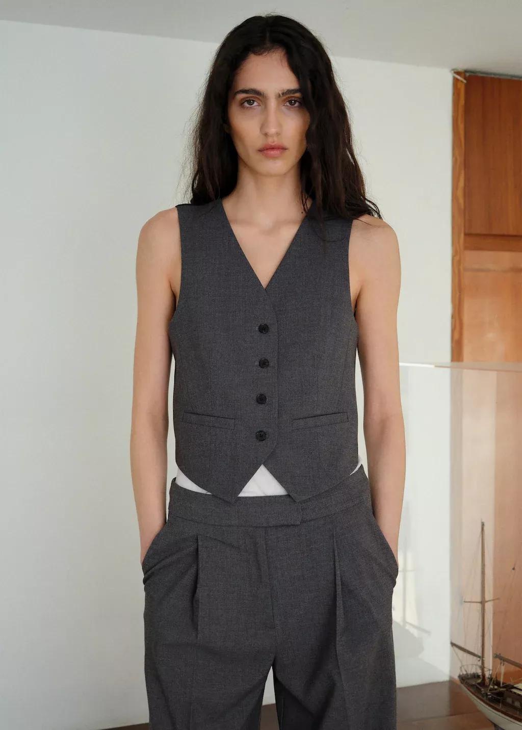 Grey Gilet With Adjustable Belt, , large image number 0