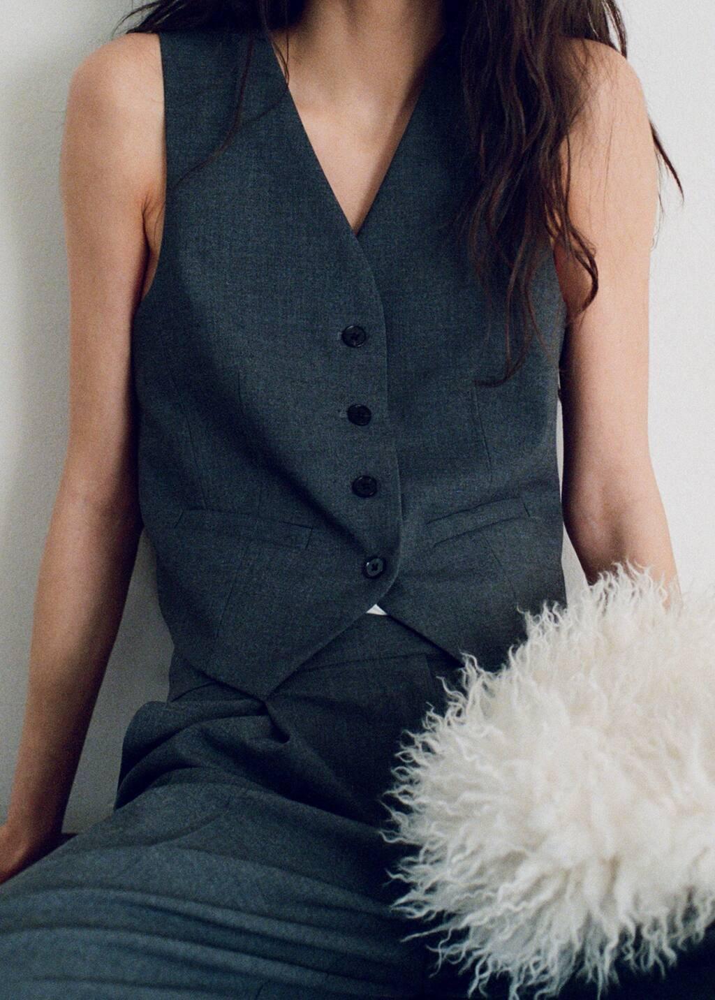 Grey Gilet With Adjustable Belt, , large image number 4