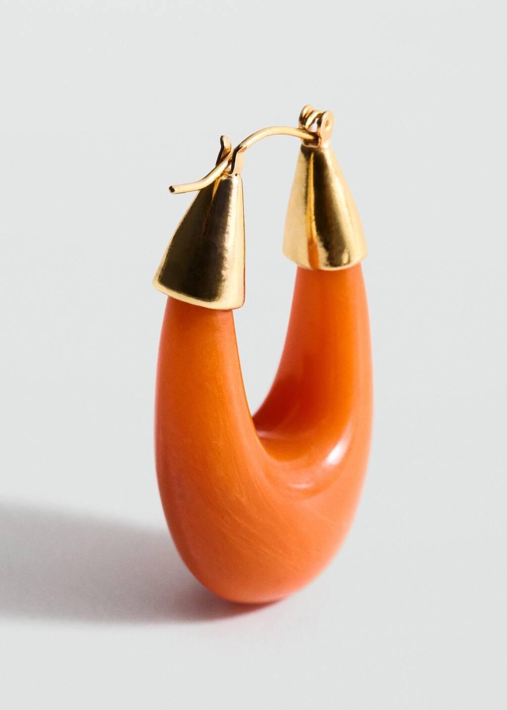 Orange Oval Hoop Earrings, 0201_20, large image number 0