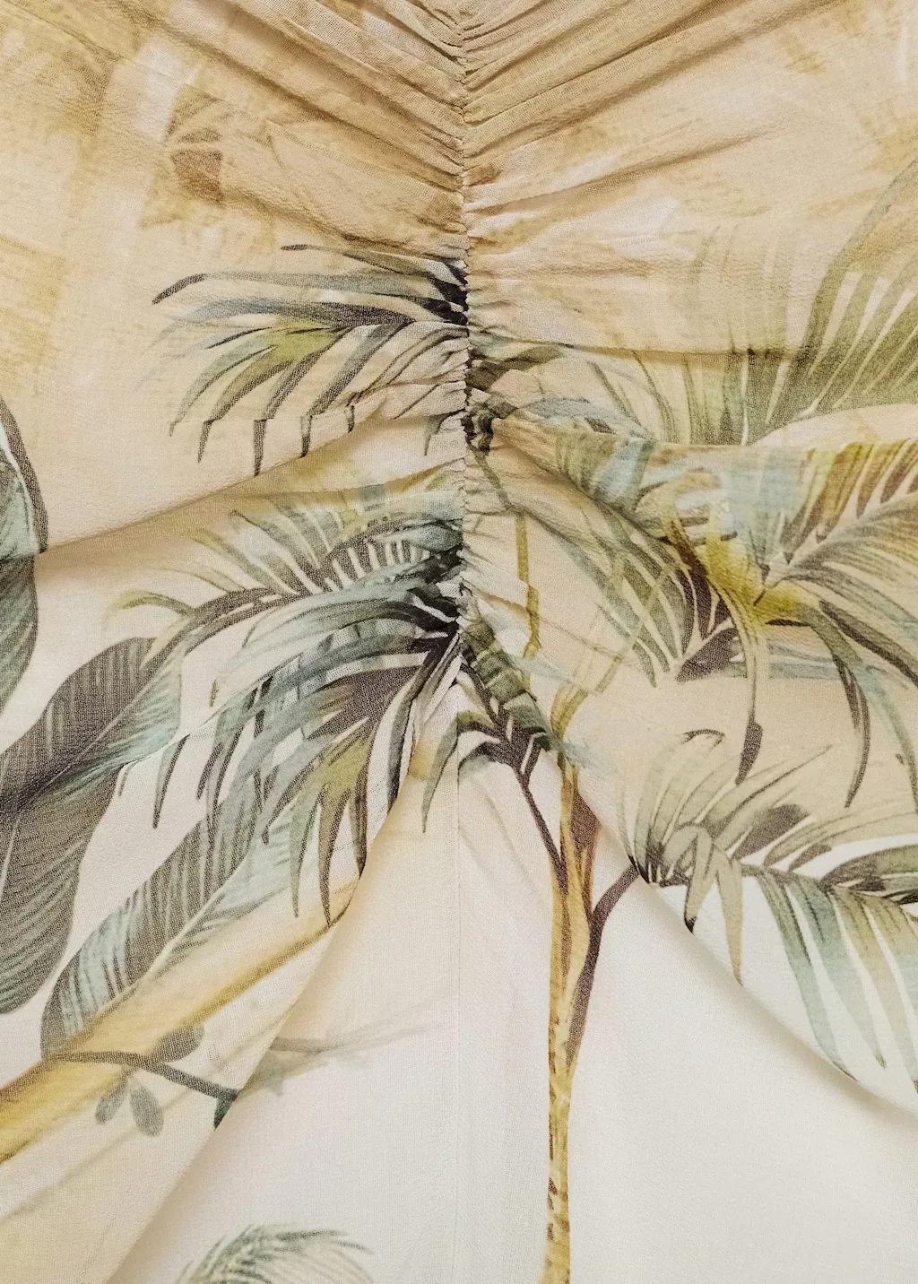 Beige Tropical Print Straight Skirt, , large image number 6