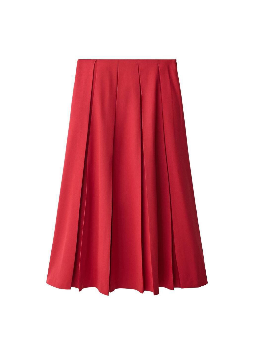 Red Wool-Blend Pleated Skirt, , large image number 2