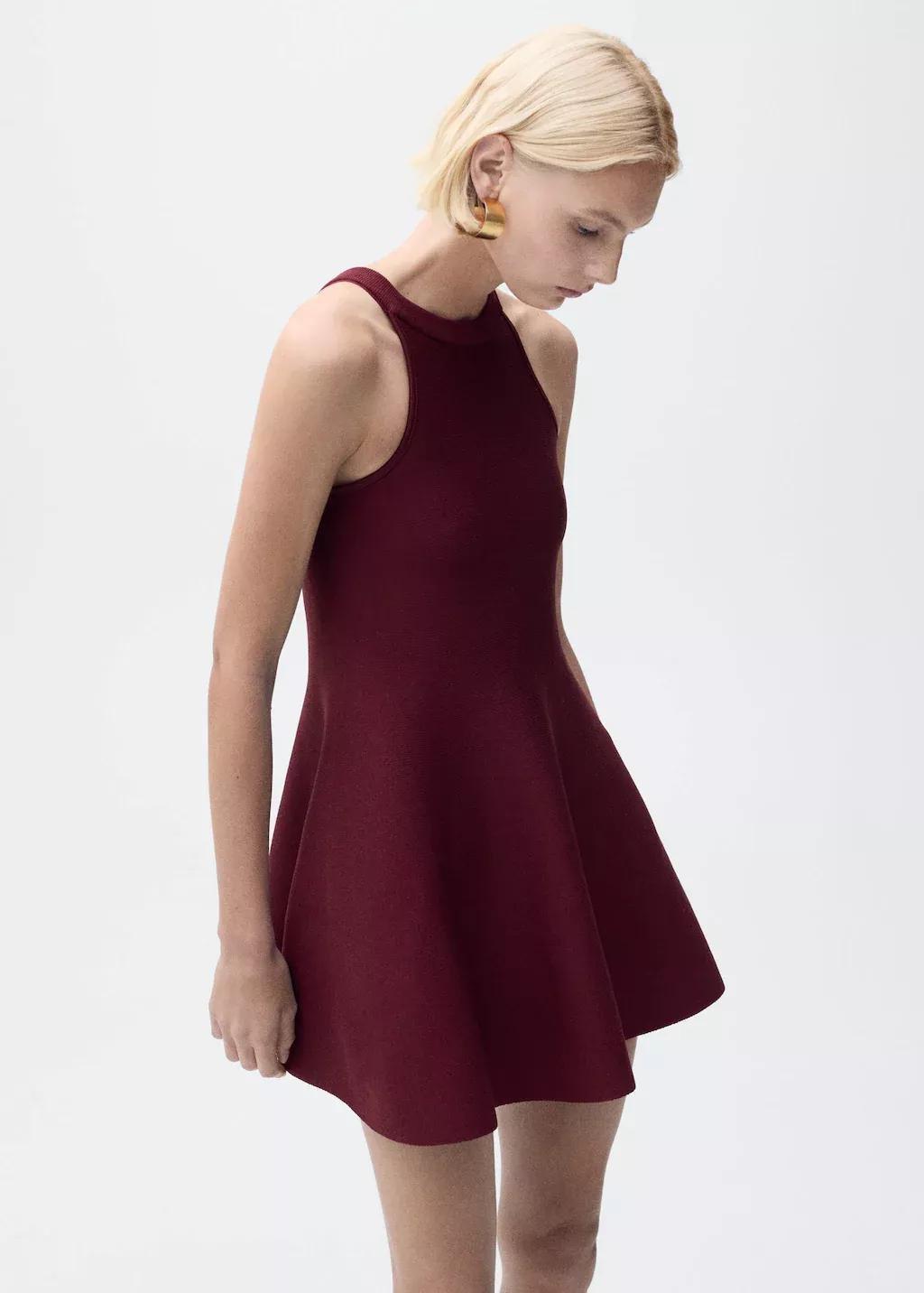 Dark Red Baby Doll Dress, , large image number 0
