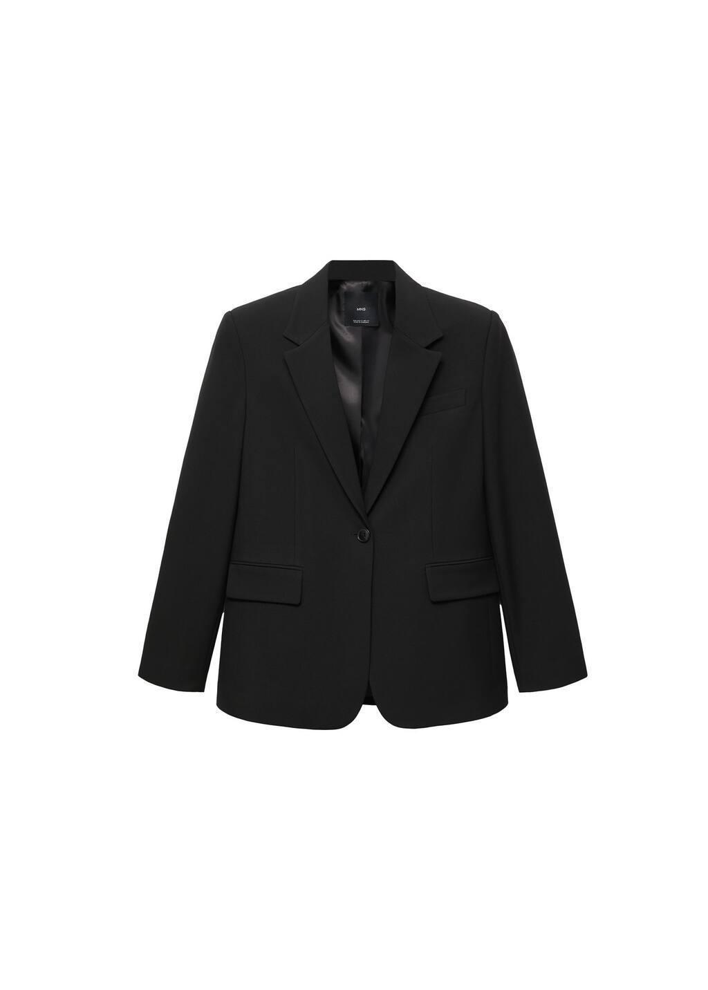Black Straight Jacket With Flap Pockets, , large image number 2