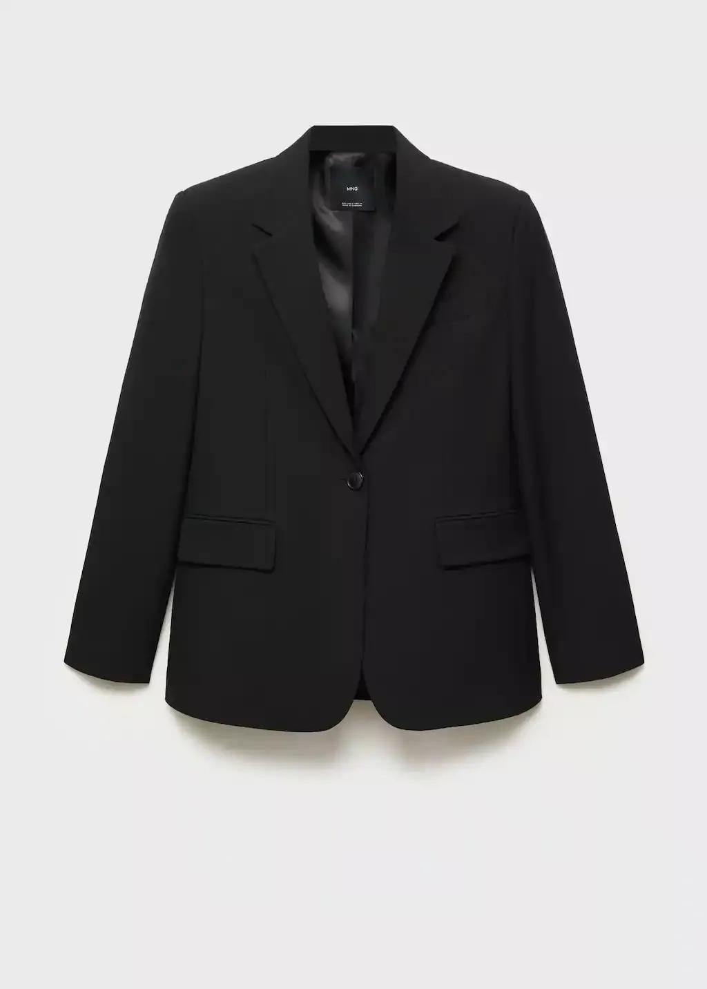 Black Straight Jacket With Flap Pockets, , large image number 4