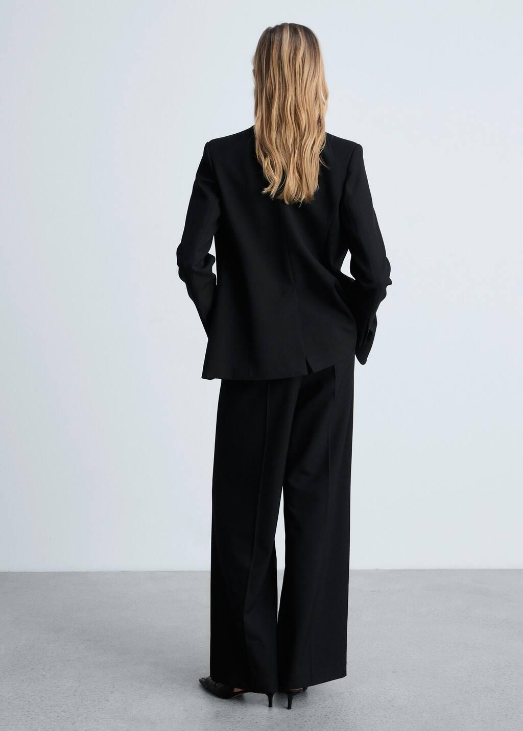 Black Straight Jacket With Flap Pockets, , large image number 6