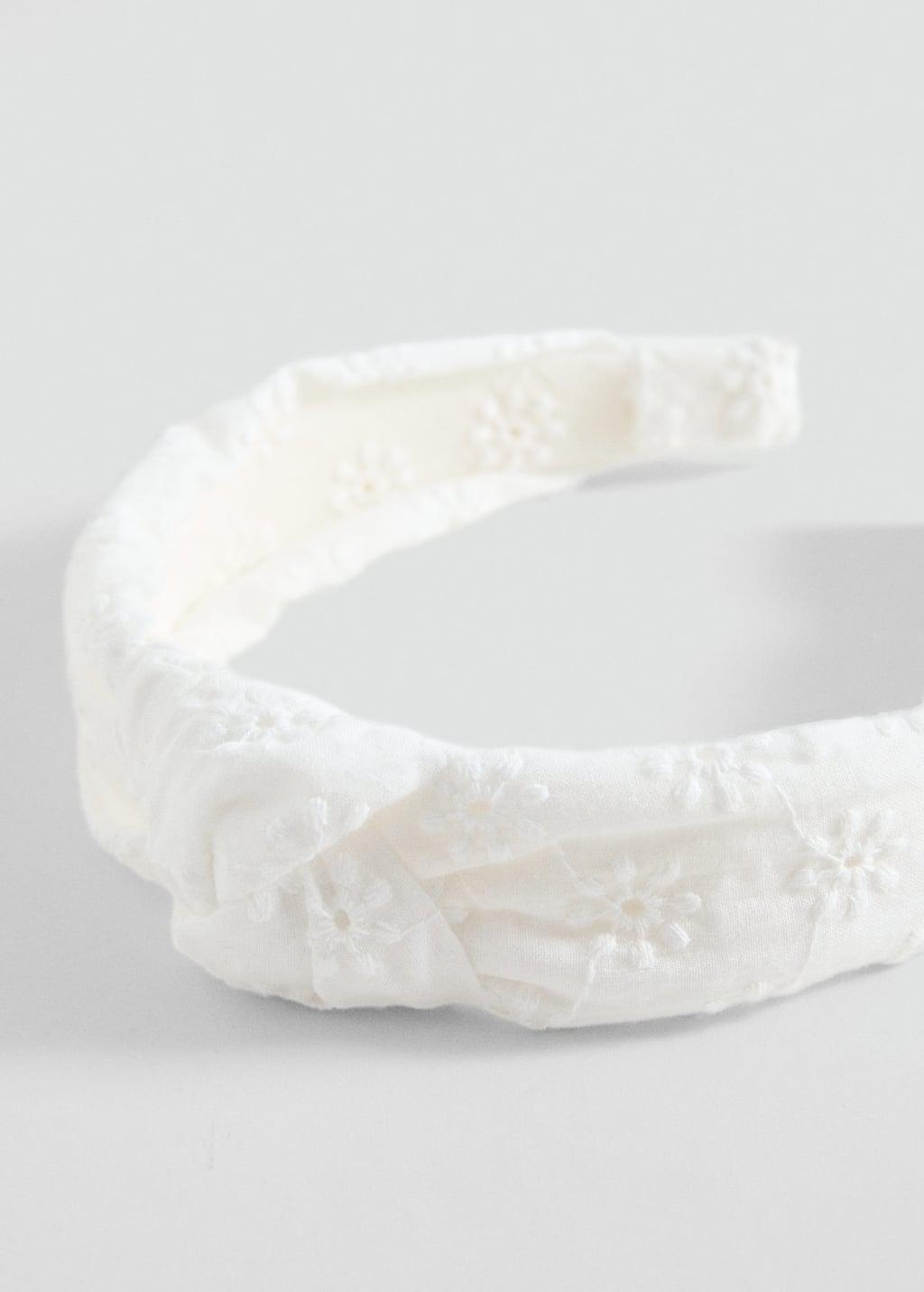 White Knotted Cotton Headband, White, large image number 0