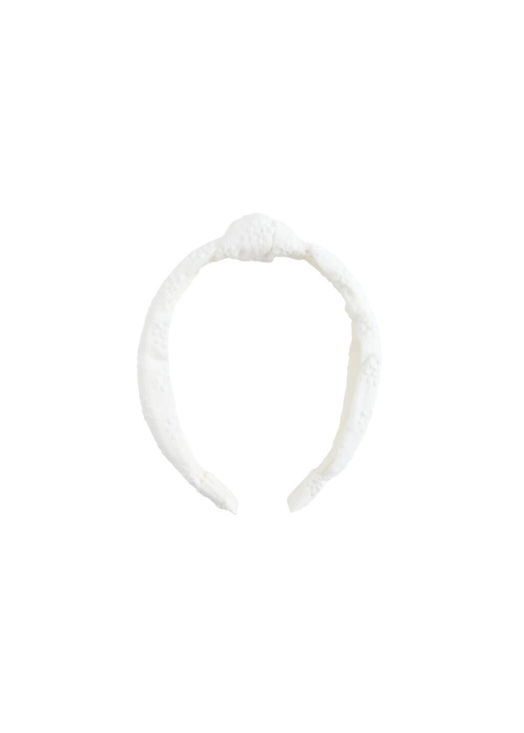 White Knotted Cotton Headband, White, large image number 1