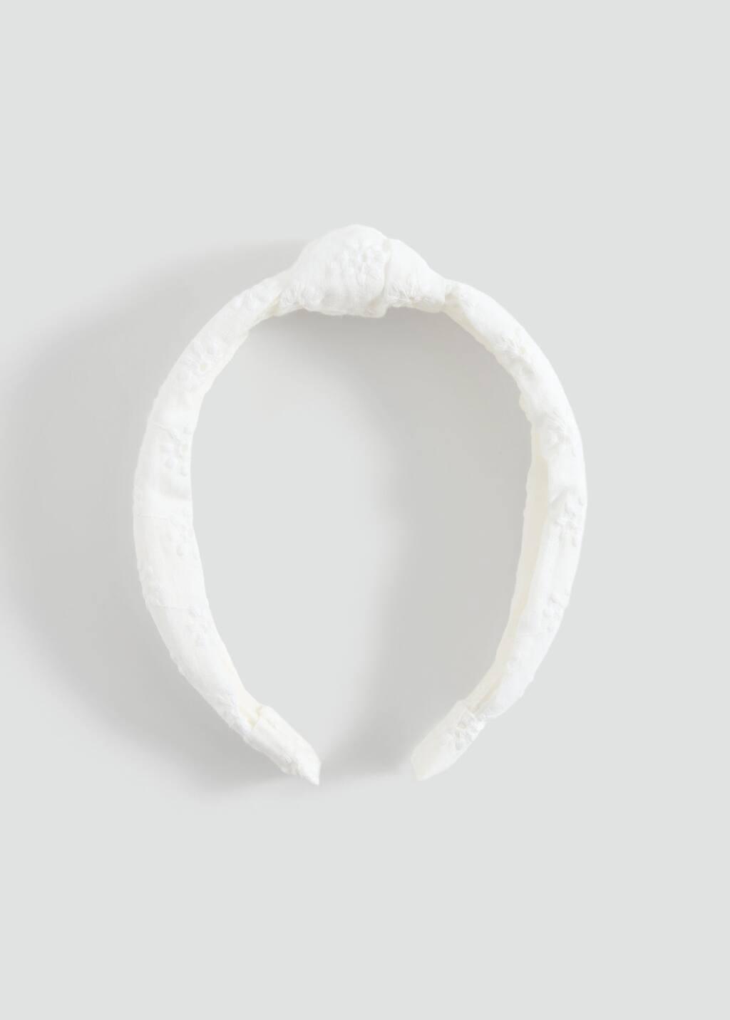 White Knotted Cotton Headband, White, large image number 2