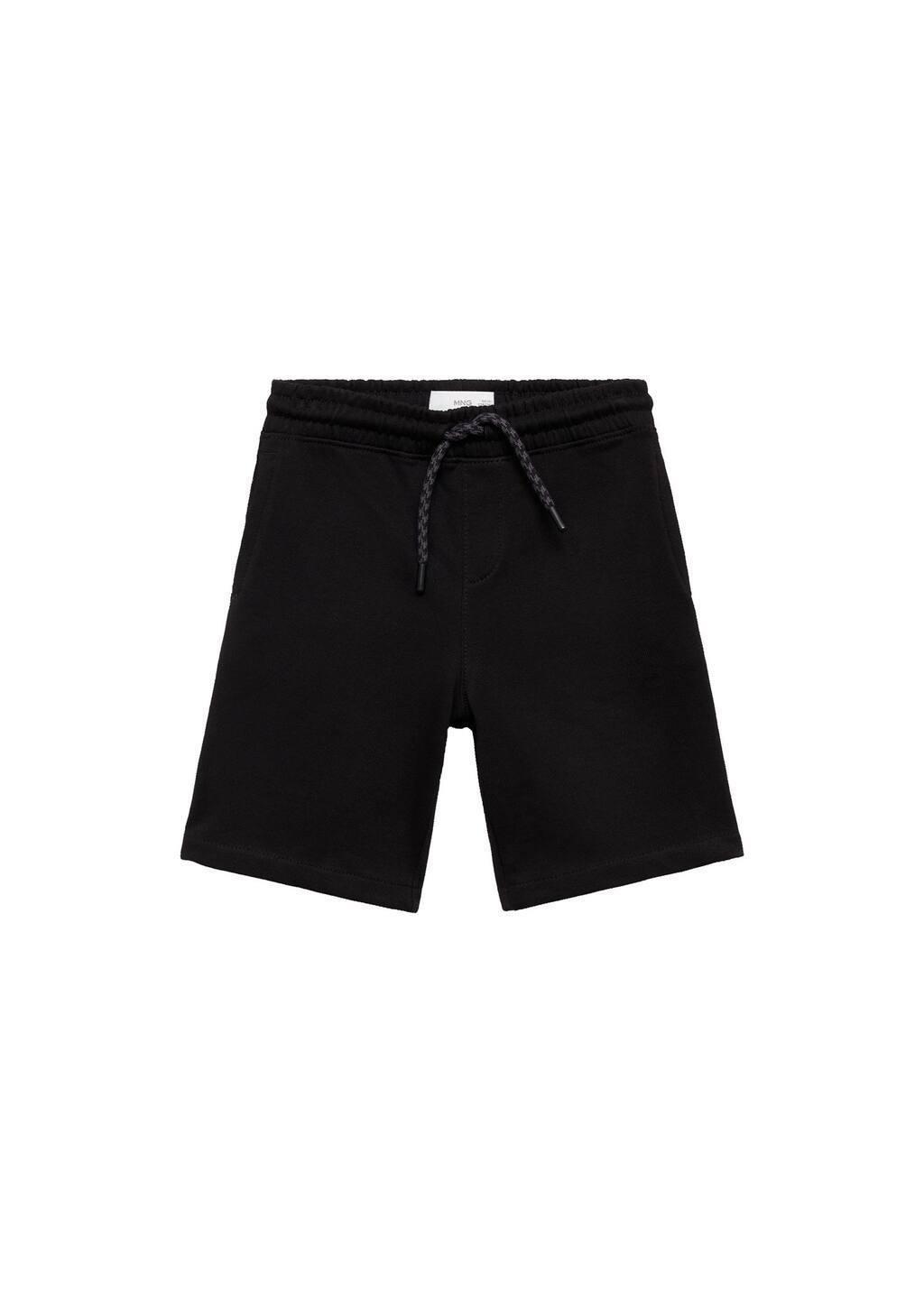 Black Cotton Shorts With Drawstring, Kids Boy, , large image number 0
