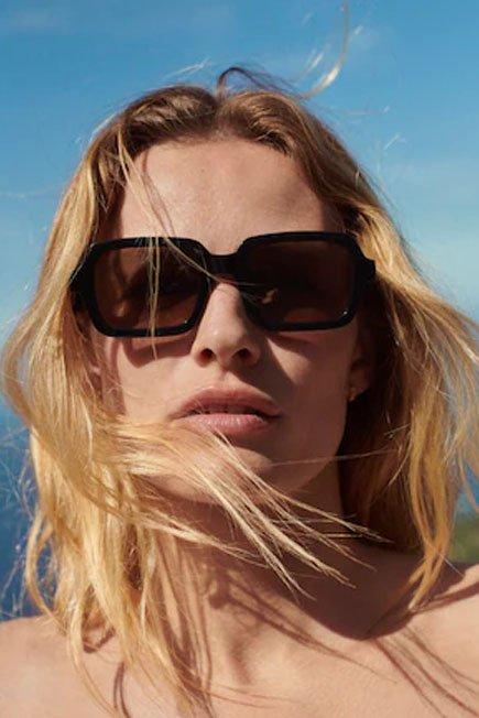Black Squared Frame Sunglasses, Women, , large image number 4