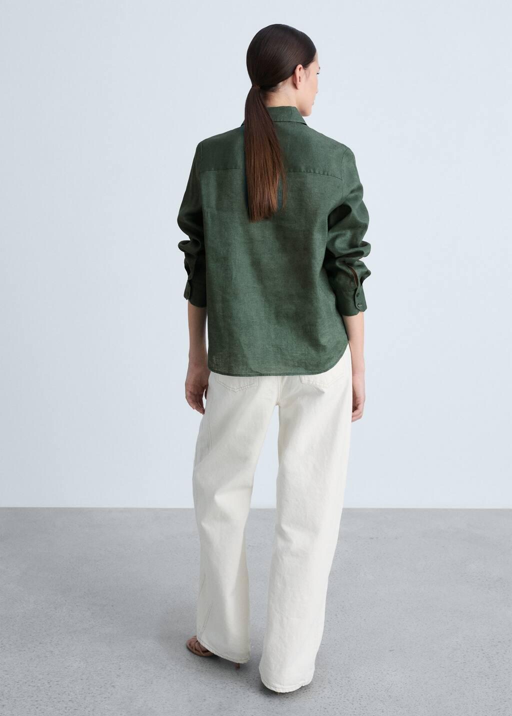 Green Pocket Linen Shirt, , large image number 5