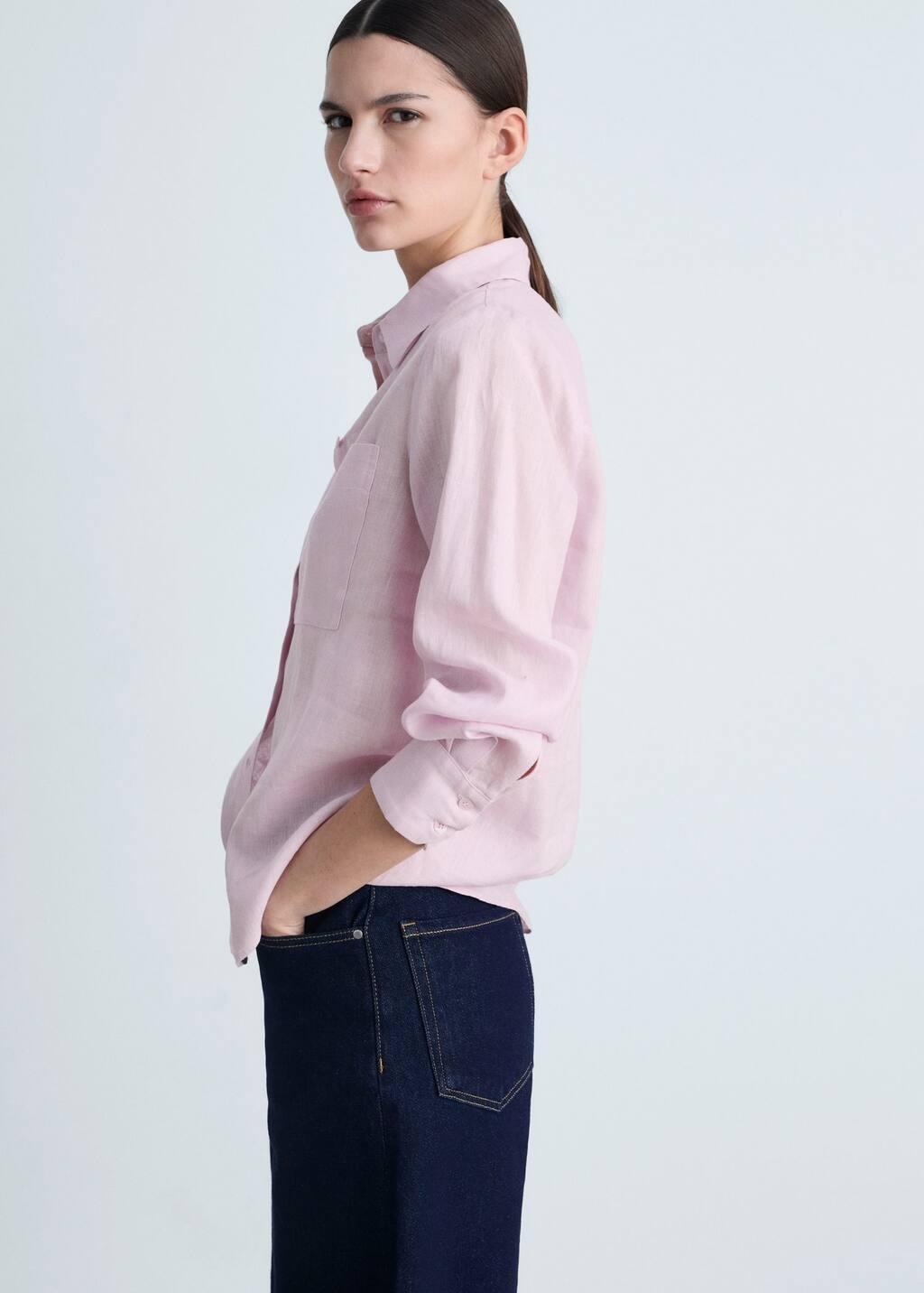 Purple Lt Pastel Pocket Linen Shirt, , large image number 0