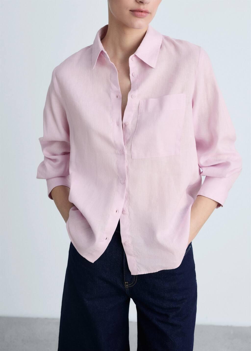 Purple Lt Pastel Pocket Linen Shirt, , large image number 3