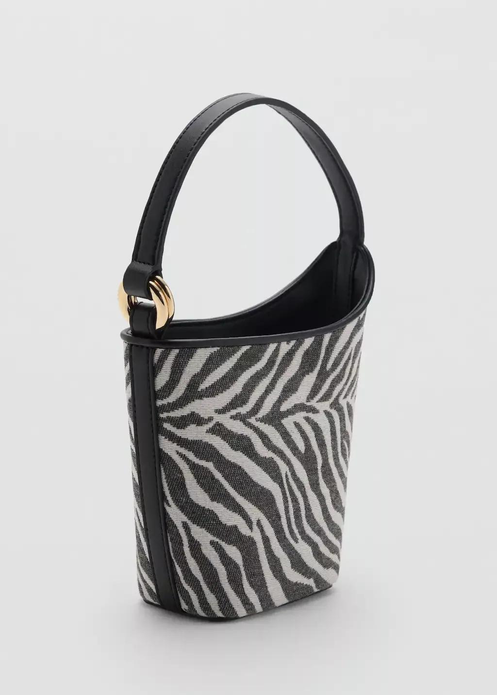Black Zebra-Print Bucket Bag, , medium