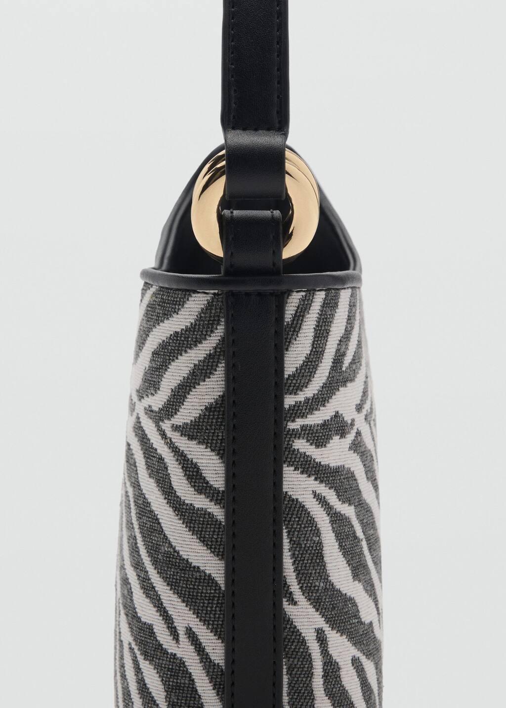 Black Zebra-Print Bucket Bag, Black, large image number 1