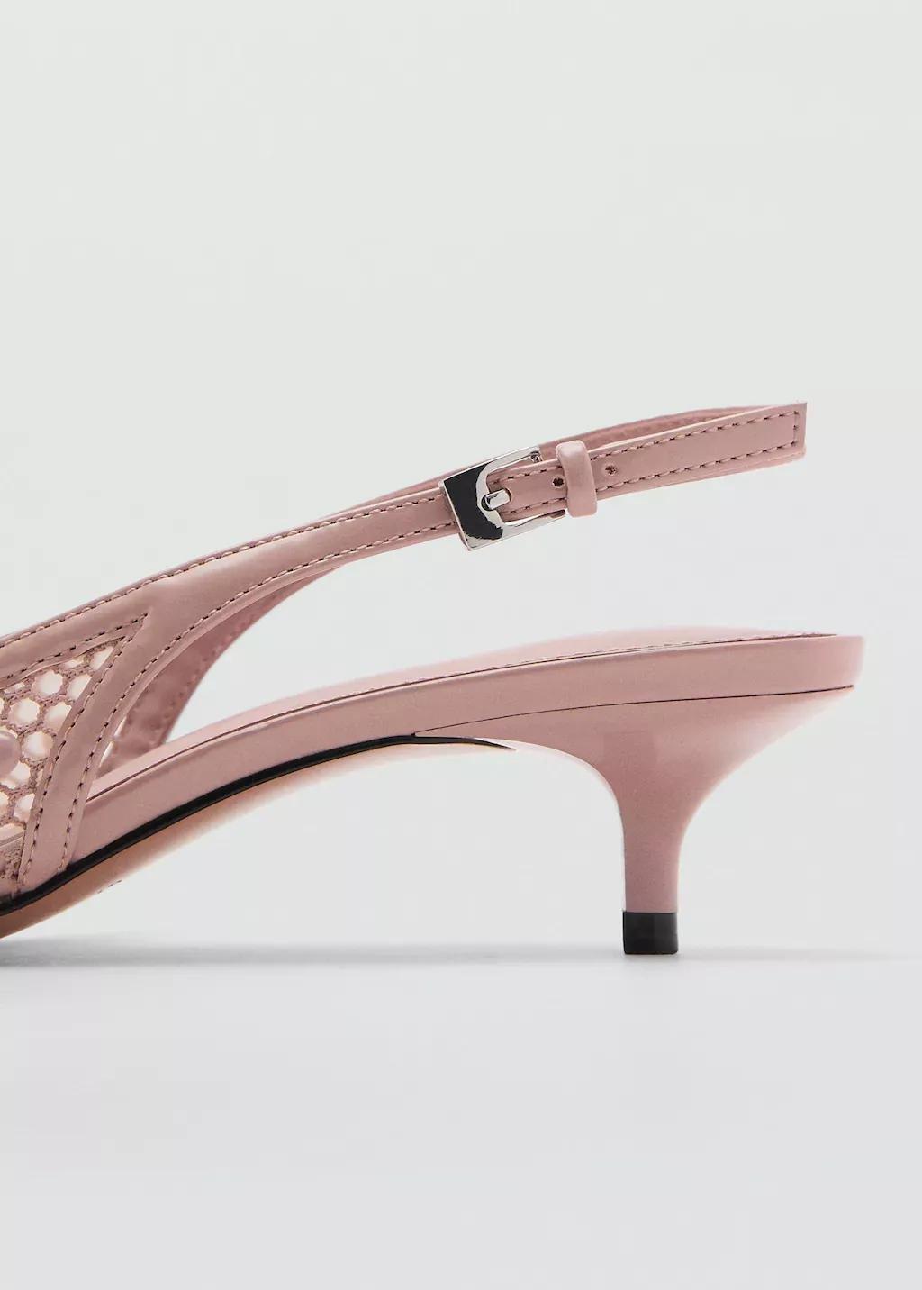 Pink Lt Pastel Mesh Heeled Shoes With Decorative Balls, , large image number 1