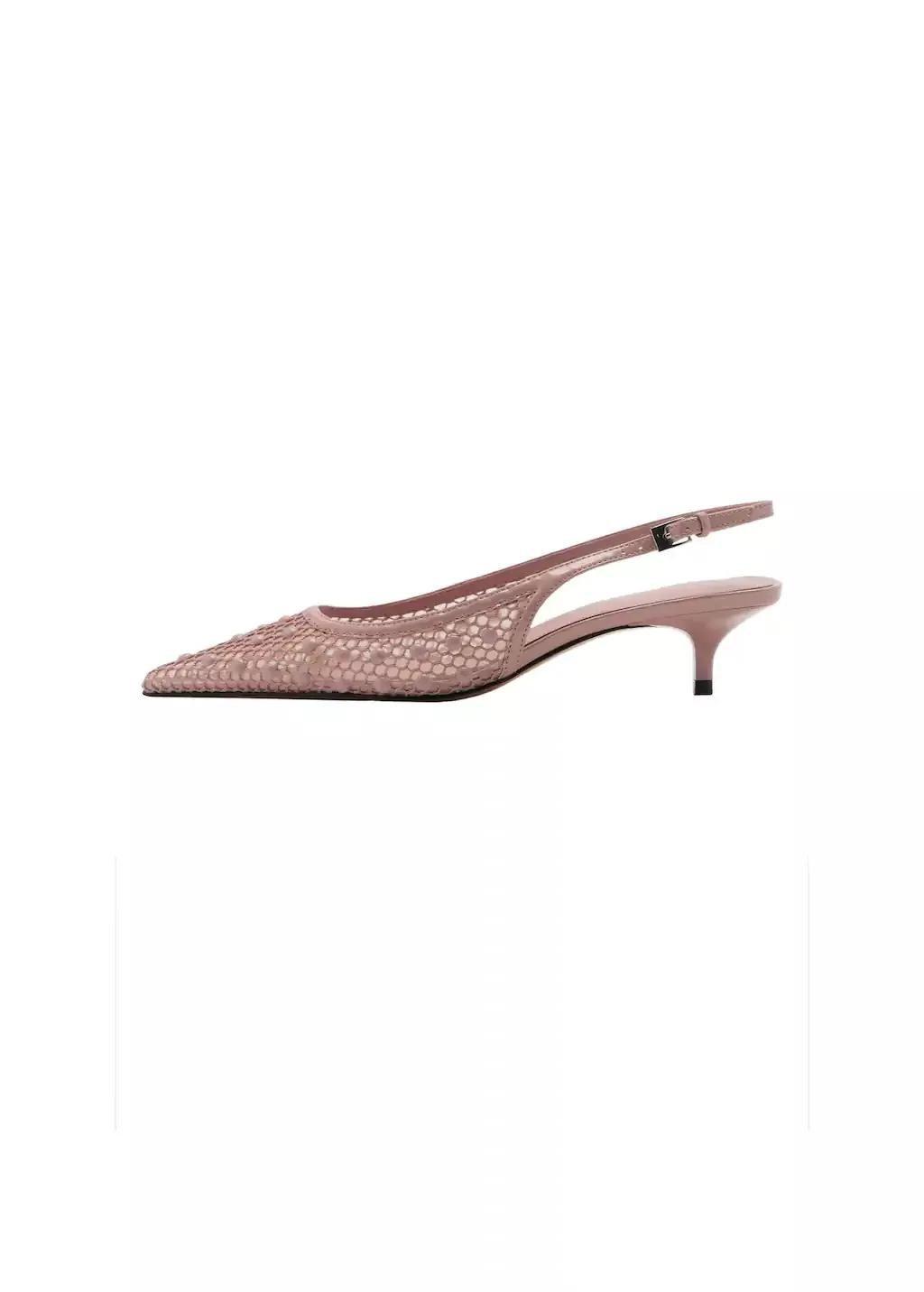 Pink Lt Pastel Mesh Heeled Shoes With Decorative Balls, , large image number 3