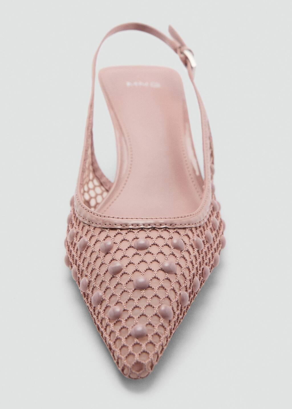 Pink Lt Pastel Mesh Heeled Shoes With Decorative Balls, , large image number 4