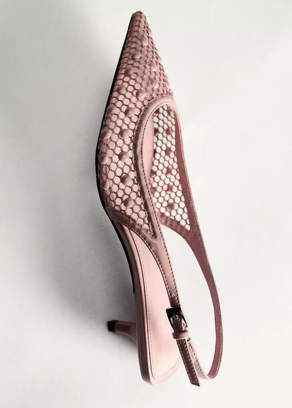 Pink Lt Pastel Mesh Heeled Shoes With Decorative Balls, , large image number 5