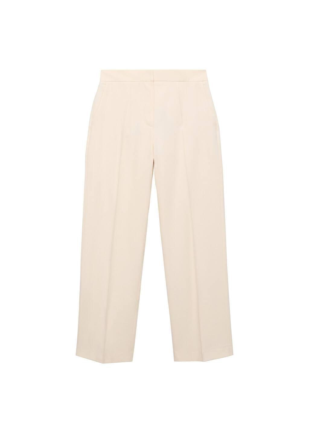 Beige Straight Suit Trousers, , large image number 1