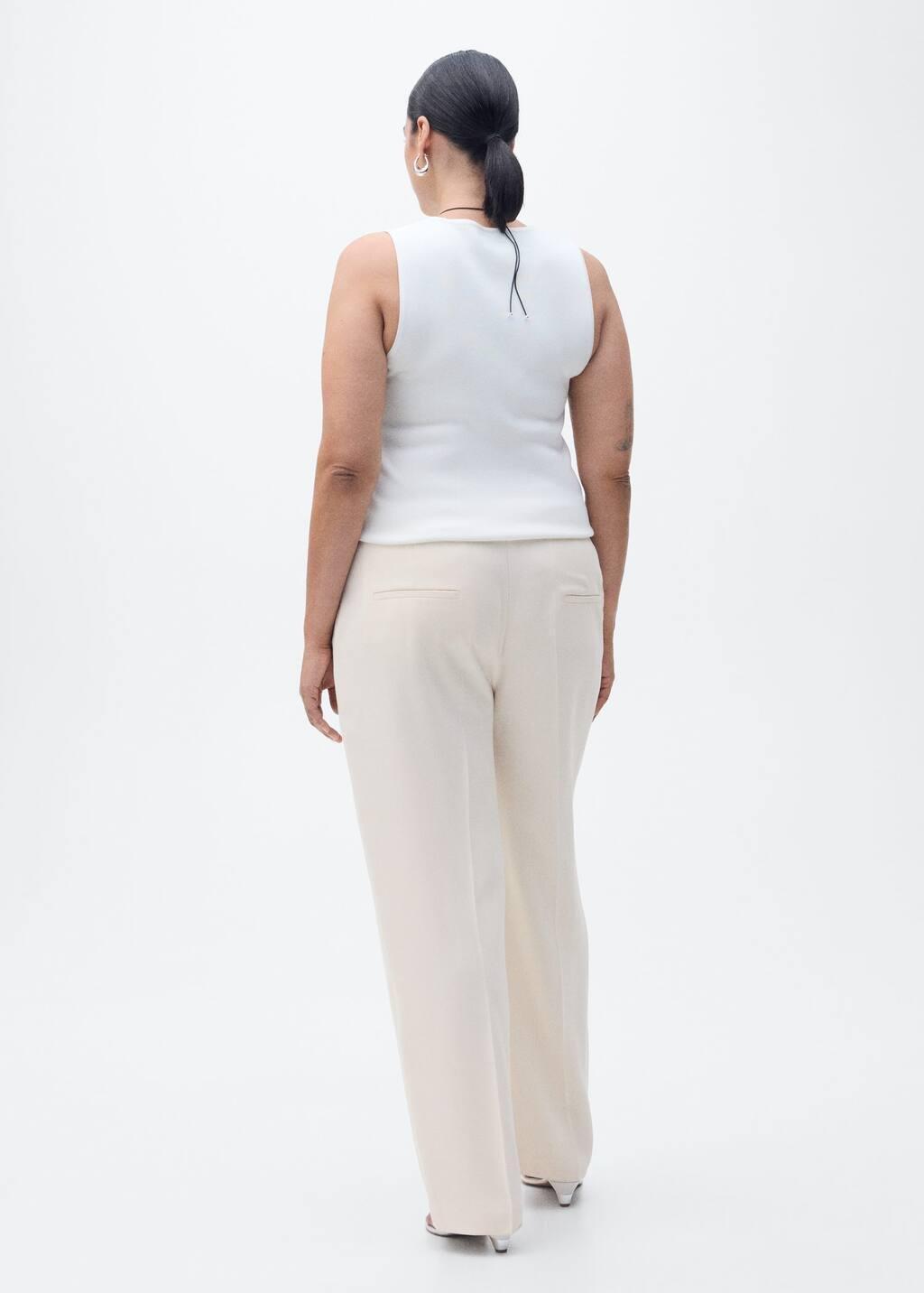 Beige Straight Suit Trousers, , large image number 6