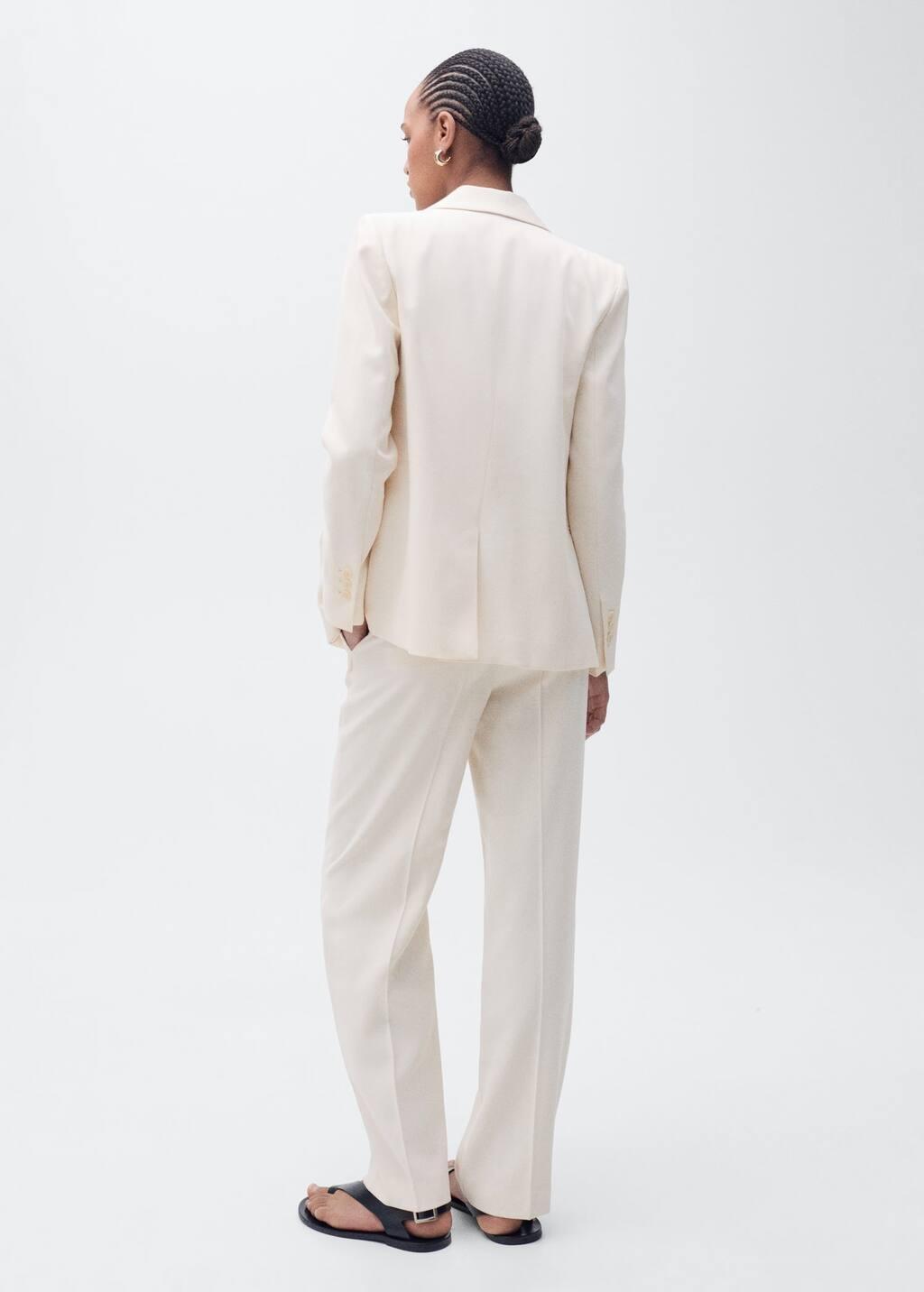 Beige Straight Suit Trousers, , large image number 7