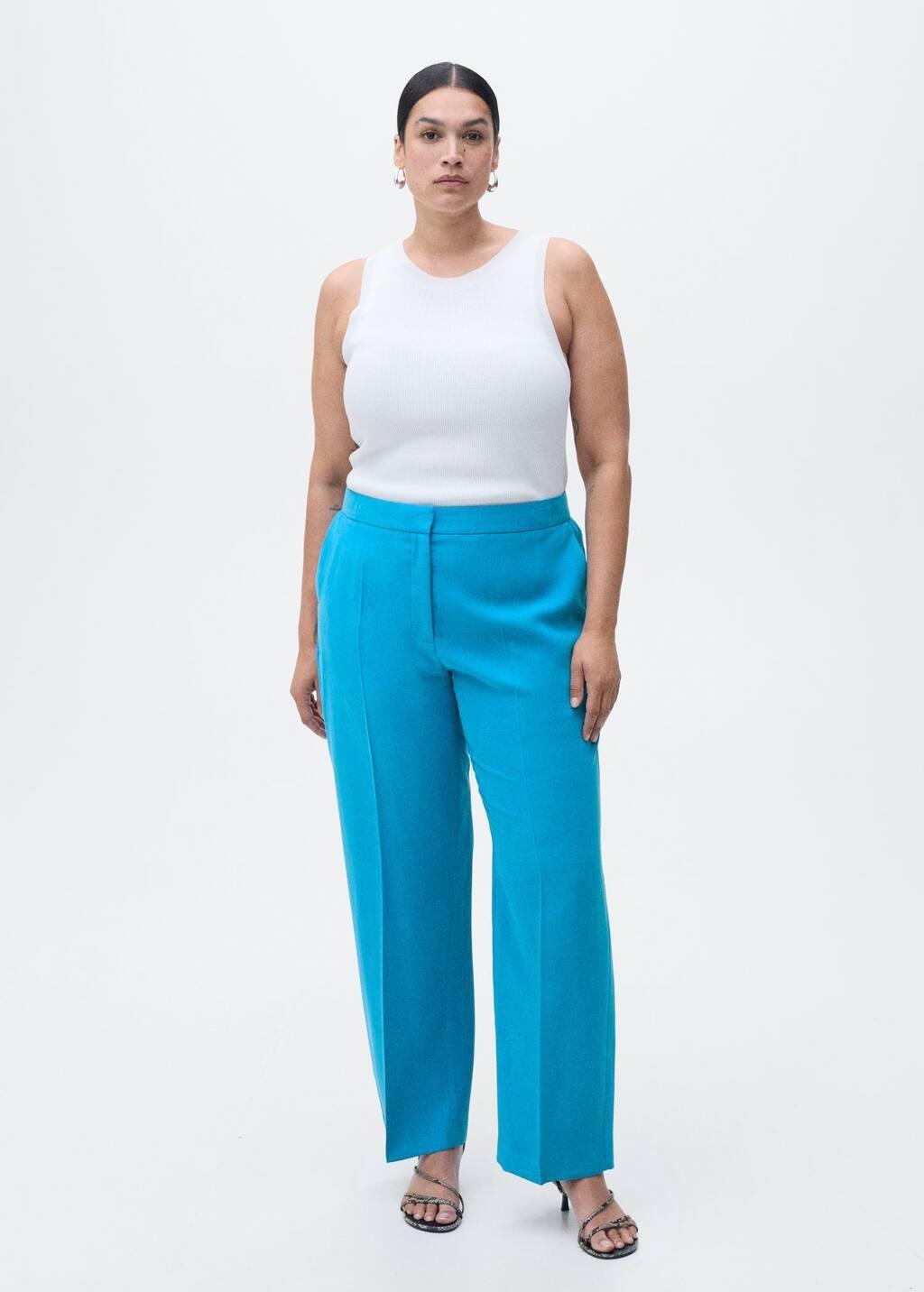 Blue Straight Suit Trousers, , large image number 3