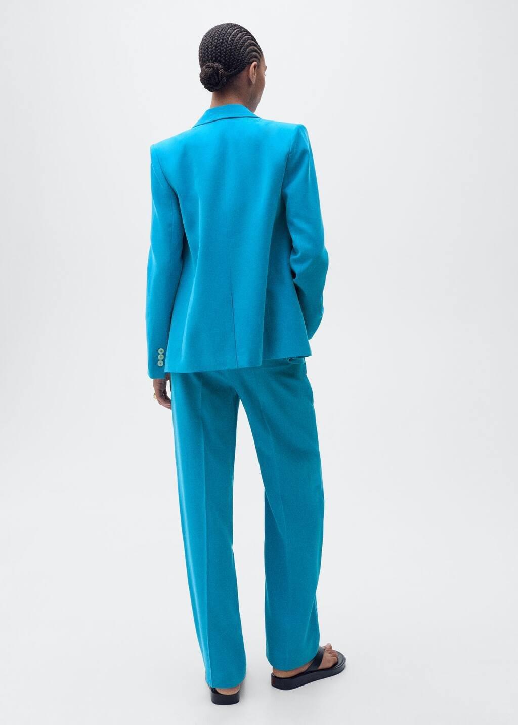 Blue Straight Suit Trousers, , large image number 5