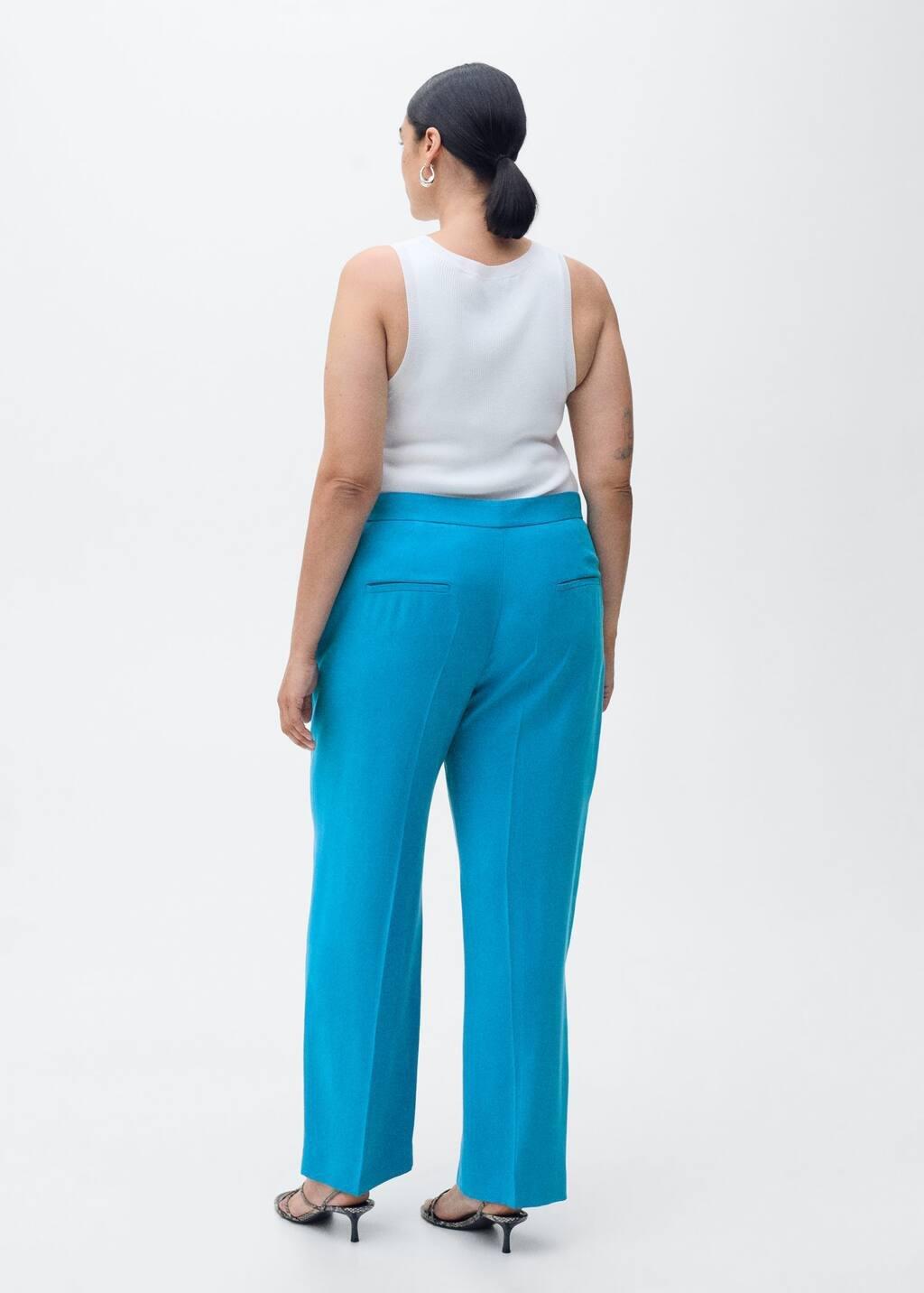Blue Straight Suit Trousers, , large image number 6