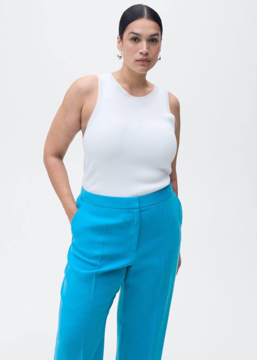 Blue Straight Suit Trousers, , large image number 7