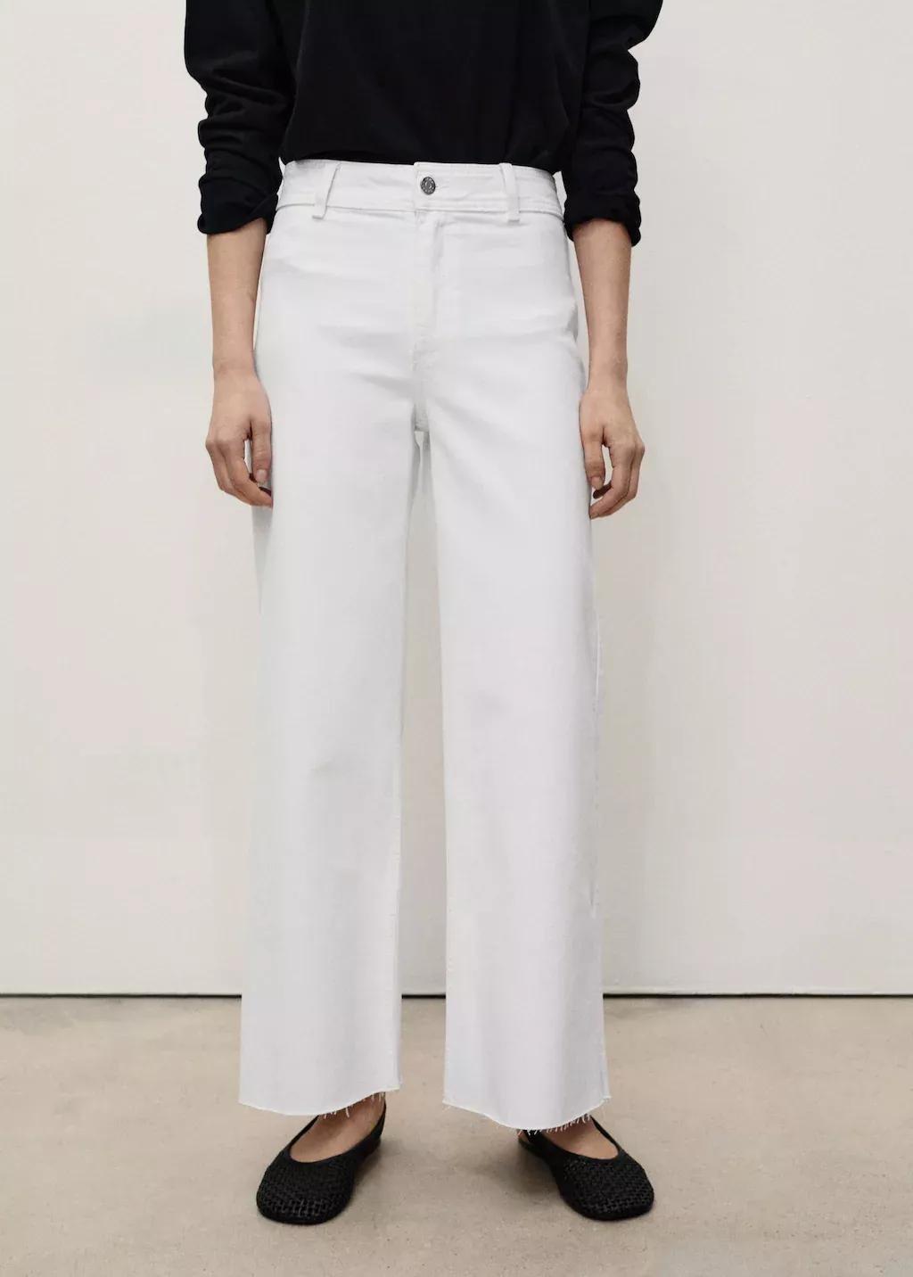 White Ankle-Length Culotte Jeans, , large image number 0