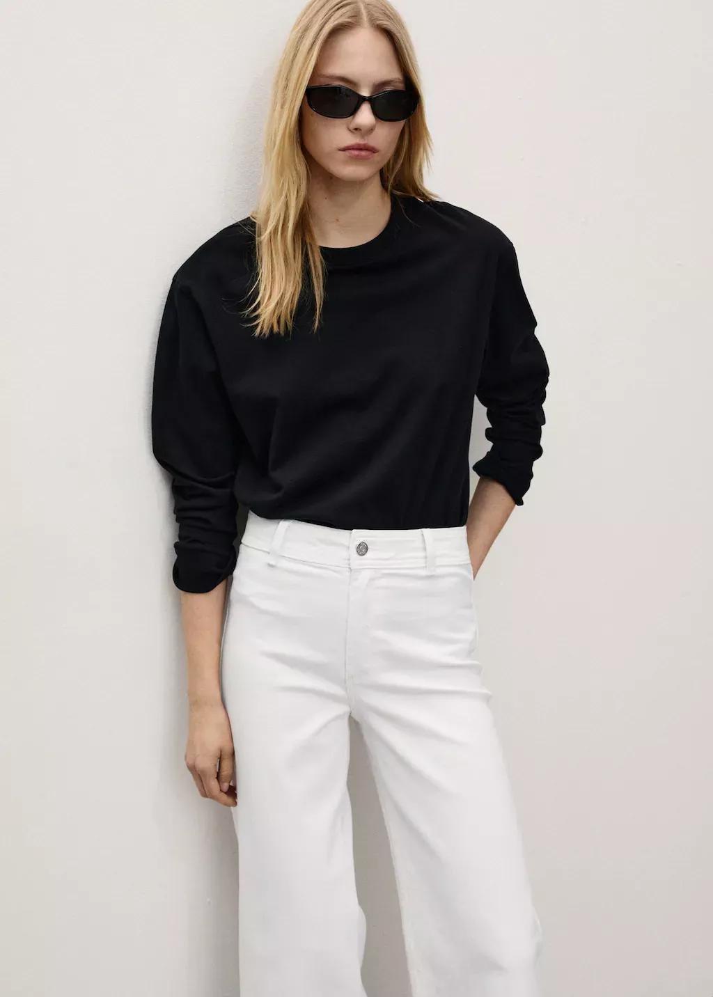 White Ankle-Length Culotte Jeans, , large image number 1