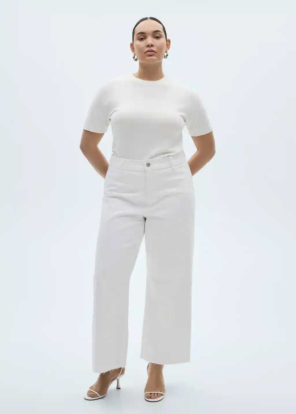 White Ankle-Length Culotte Jeans, , large image number 2