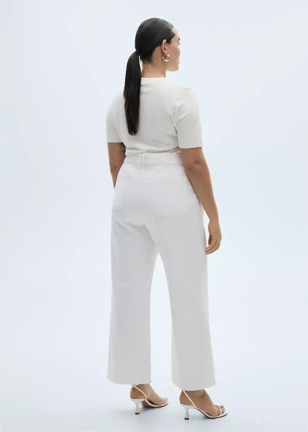 White Ankle-Length Culotte Jeans, , large image number 4