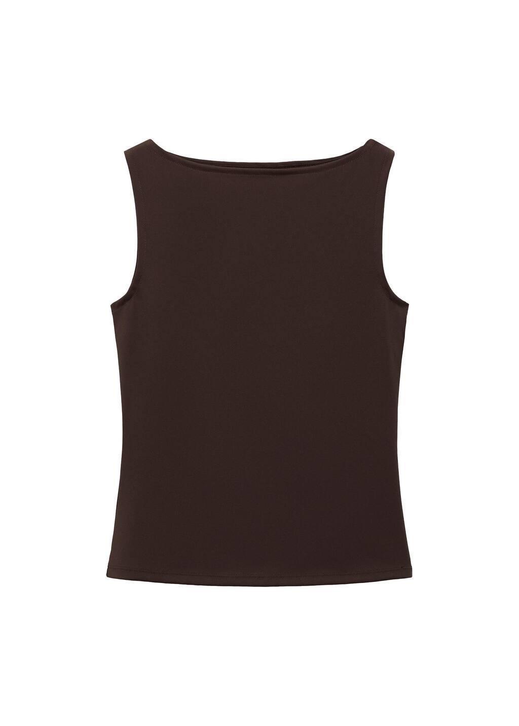 Brown Plain Tank Top, , large image number 3
