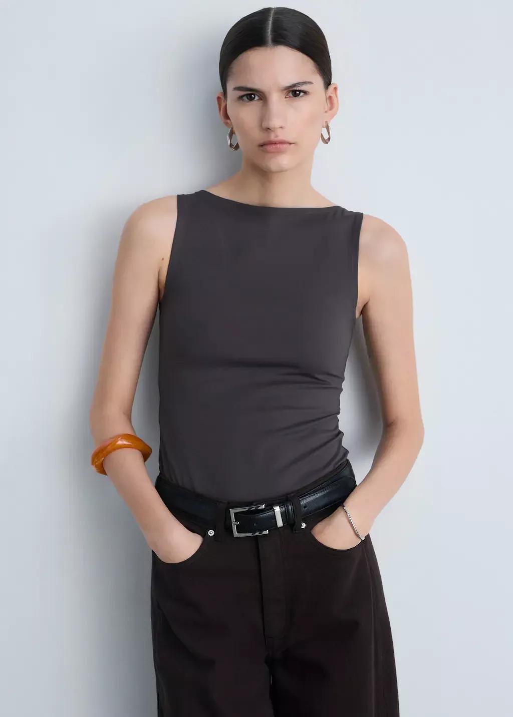 Snake-effect Casual Cropped Tank Top, , large image number 0