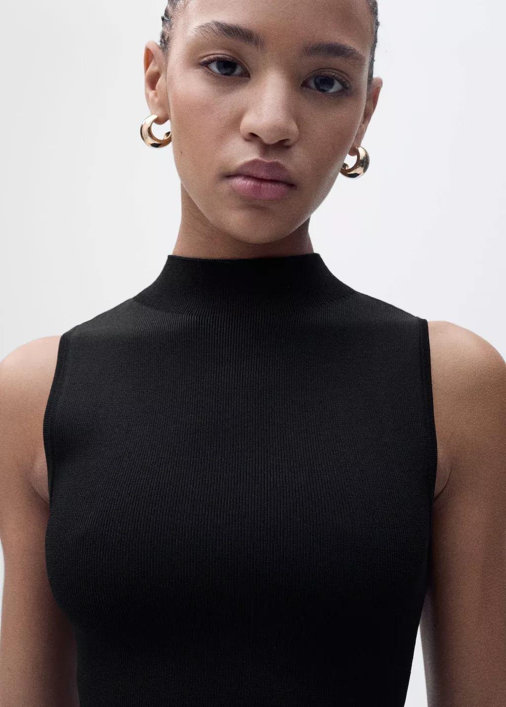 Black Knitted Dress With Semi-Transparent Skirt, , large image number 2