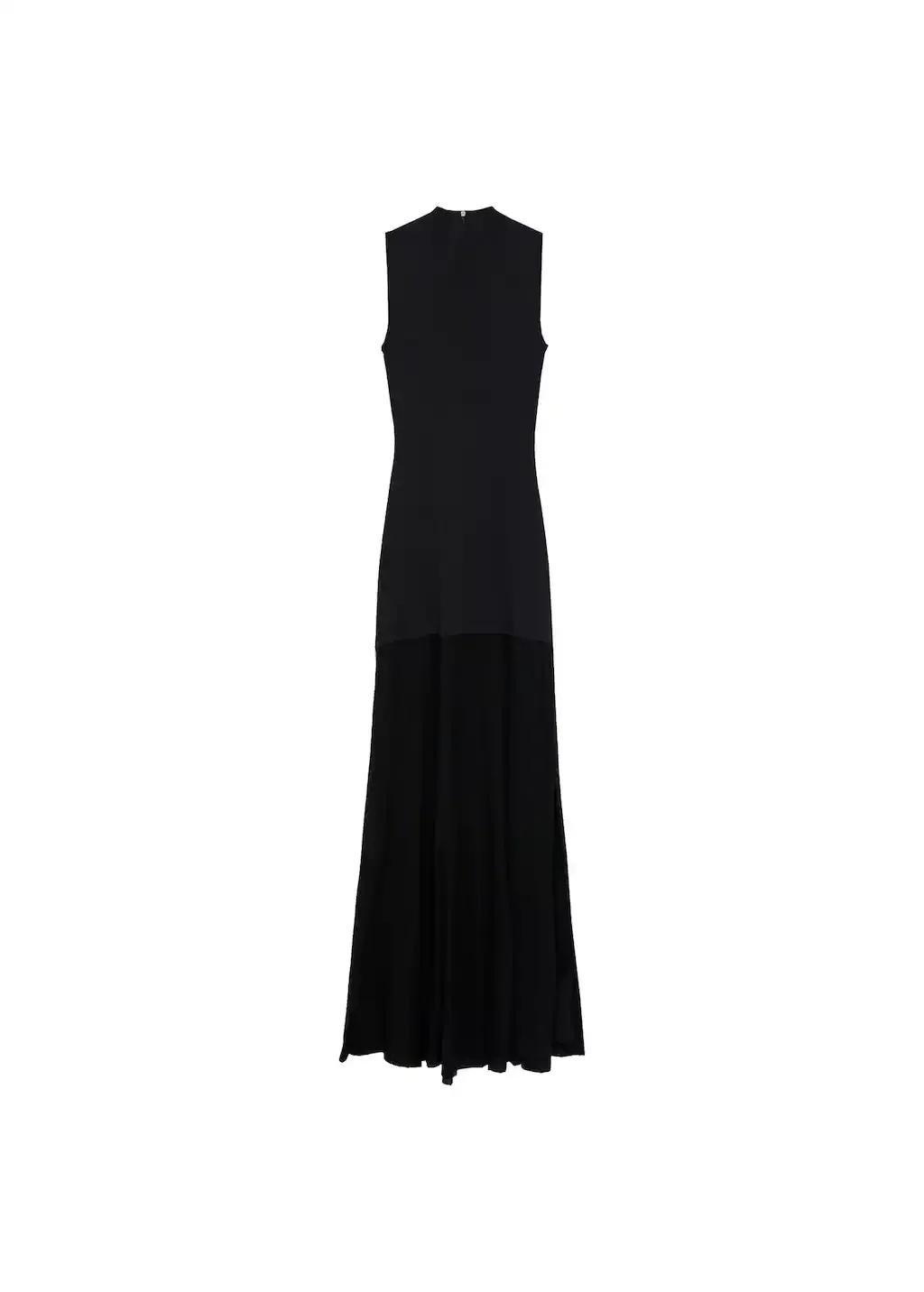 Black Knitted Dress With Semi-Transparent Skirt, , large image number 3