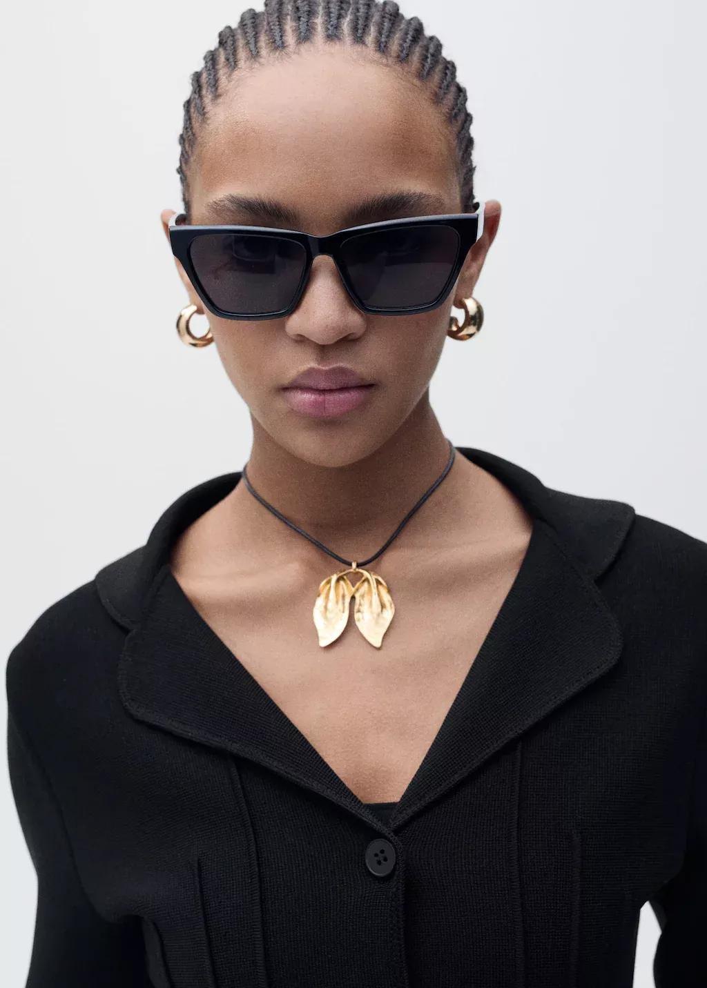 Black Lapel Collar Knitted Jacket, , large image number 1